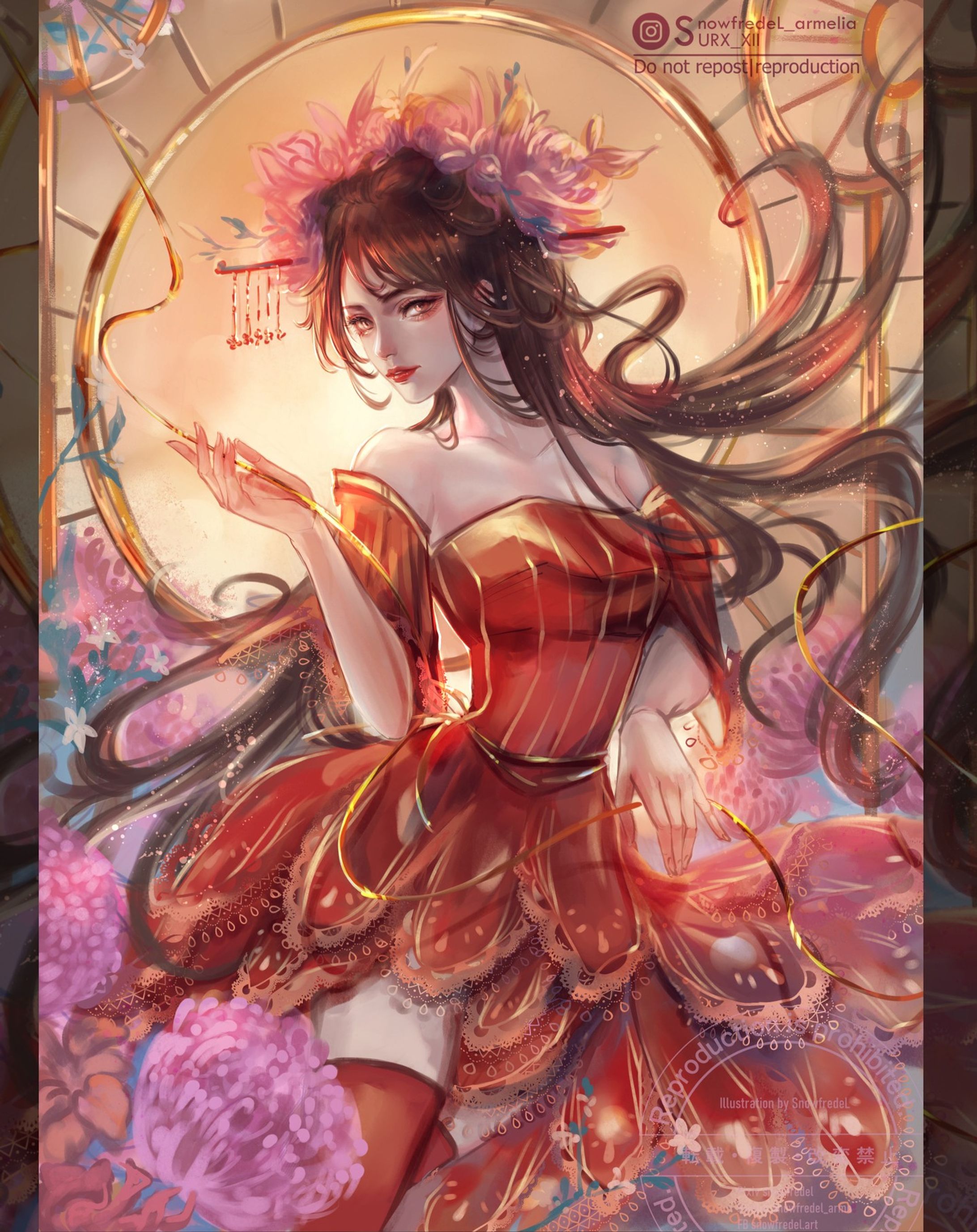 🌸#DTIYS for @madebylolloco congratulations on the 25K followers! ( even exceed now)
❤️⭐Save, share, or any support are greatly appreciated ⭐ 😇❤️

💮Note: Swipe to the right for the closeup, and the last page for the original.
 
❤️ Finally done, with the quickly joined challenge, I saw artist friends @sart9.4 and @mizuyro who first joined this one. Thank you for sharing the good entries and motivating me for this one ( please visit their entries if you haven't)

Normally if in case the deadline is too close I would pass for sure, but this one the character and design reference is really so stunning so I gave it a try, though I scrappy finished it by skipping a lot and almost the whole piece is rough (rougher than my usual works, seriously please look from afar it will be better!) but I'm glad I finished it ( can't leave the beautiful challenge alone!)

💮I changed many things from the reference and I can't do it clean as my usual standard but I hope you like it!

💮 it was fun at first to find the way to make it the fastest way, by selecting my most basic paint style, skipping lineart, skipping details, I even skipped the final highlight =v= . but in the end, I've learned that art really needs time lol, 
thank you for this piece for another lesson.
btw, I'll give this piece some love, I taught me in many ways 

I do have some small records of this, will post in draw with me session tomorrow.

 #lollocoDTIYS #madebylolloco25k
#fantasyart #semirealism #characterart #dtiyschallenge #conceptartist #characterdesign 
@wacom-1