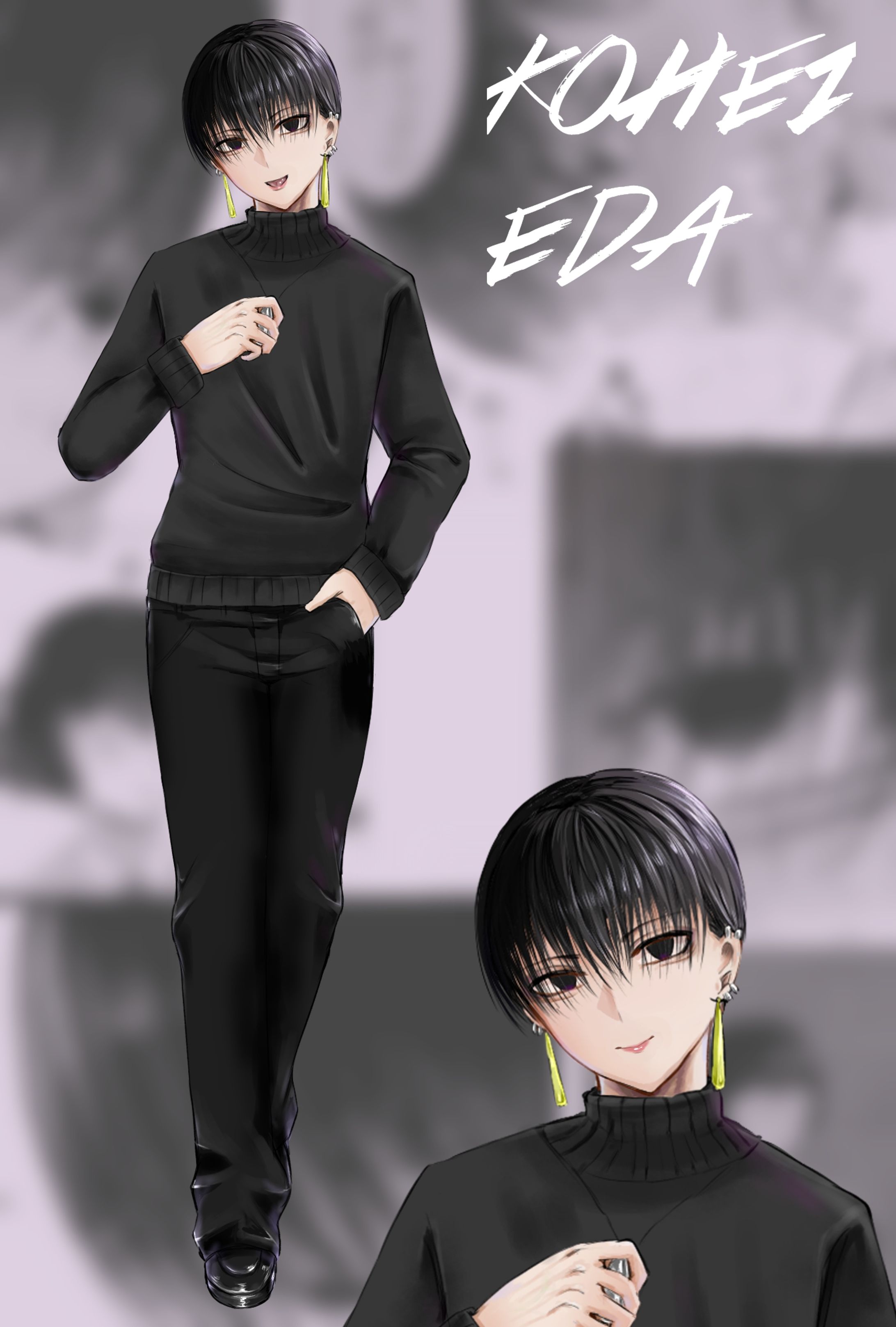 見た目通りのヤンデレ沼男の全身立ち絵サンプル及び表情差分-1