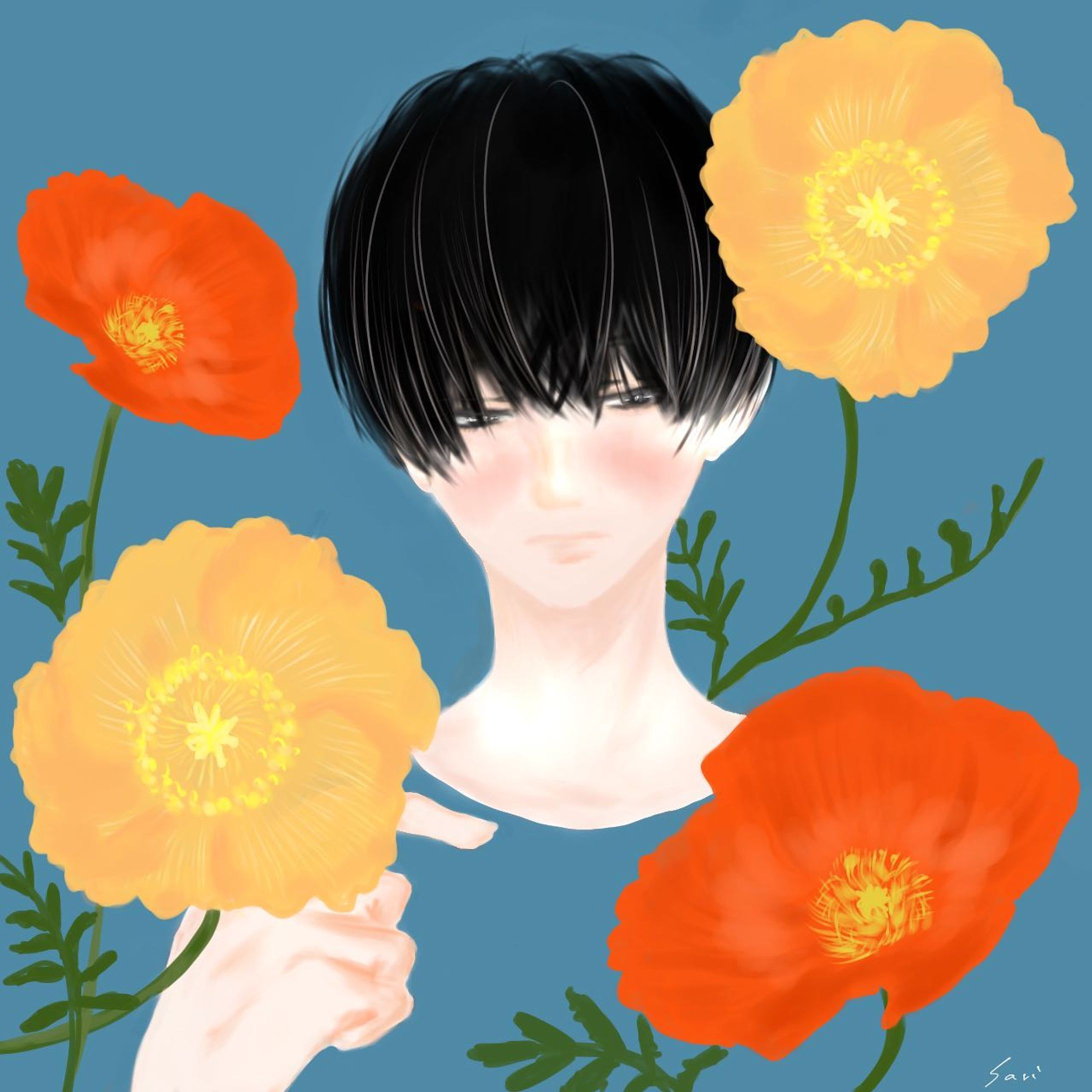 いたわり𓈒◌

ポピーの花言葉から。
『いたわり』

春は何かと環境の変化も激しいので…
自分を労わりながら無理せず過ごしたいですね。

花と男子2作目です。
そしてまた照れ顔男子です。。

先日の春の好きな花アンケートに
答えて下さった方々、有難うございました🌸

わー🥹春の花って沢山あるなぁ♡
どのお花も癒しで可愛いなぁ…と
気持ちが浄化されました…🥹♡
感謝感謝です‼︎‼︎‼︎

沢山の中から見つけて下さり有難うございます。

#ポピー 
#花言葉　　いたわり
#ポピーイラスト 
#花が好きな人 
#春が来たね 
#春のイラスト 
#illustration 
#創作イラスト
#男の子イラスト 
#創作男子 
#男子イラスト 
#照れ顔男子 
#レトロな色合い 
#創作男子イラスト 
#男性イラスト 
#男の子を描くのが好き 
#絵描きさんと繋がりたい 
#イラスト好きな人と繋がりたい 
#イラスト
#漫画好きな人と繋がりたい 
#軽美術部 
#軽美術部のみんなでフォローし合おう 

#anipiccom 
#anipraillustration 
#creatorsfile 

@keivi.jp
@creatorsfile 
#potofu-1