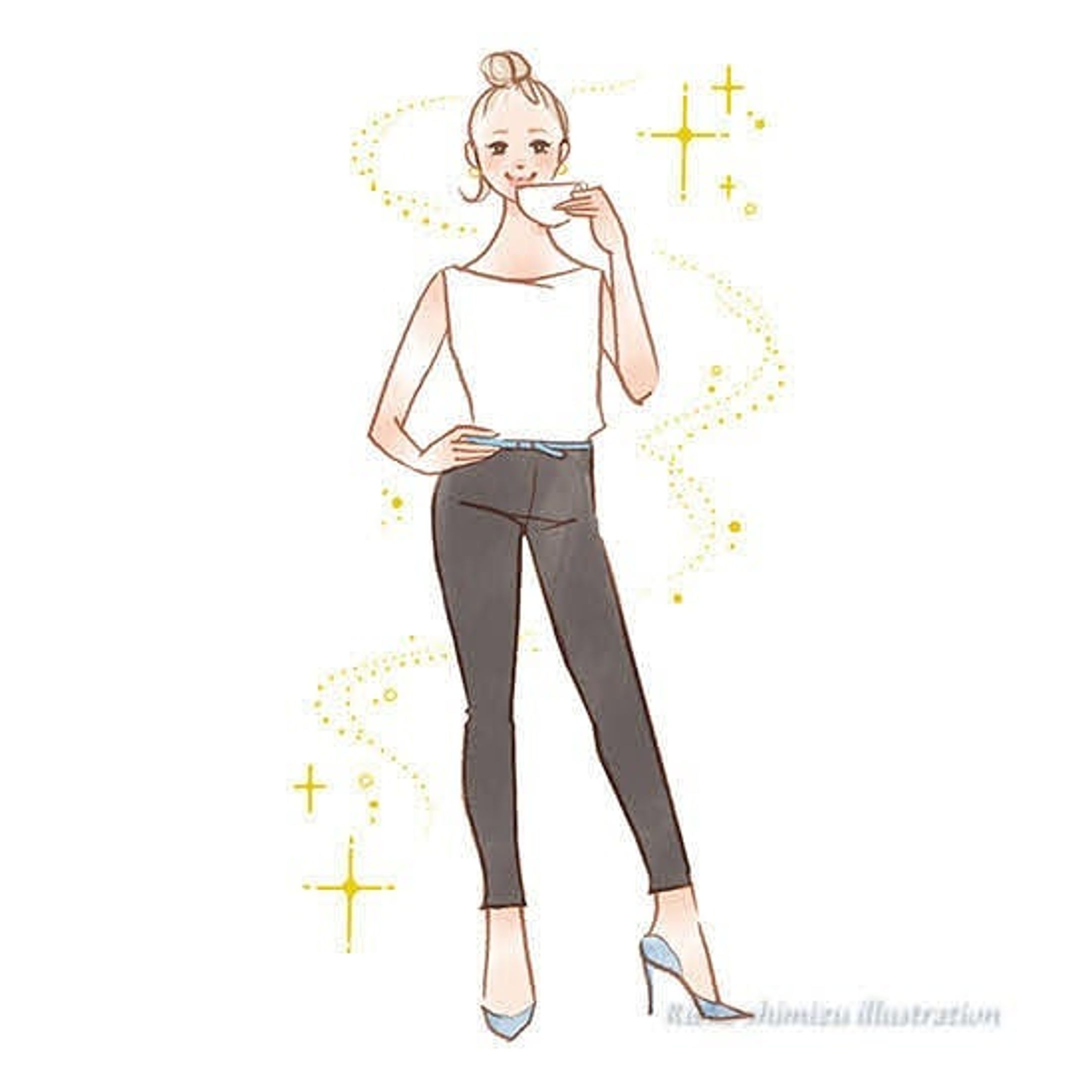 美容イラスト_主婦の友社「健康的にやせた美しい人は粉ミルクを飲んでいる」-1