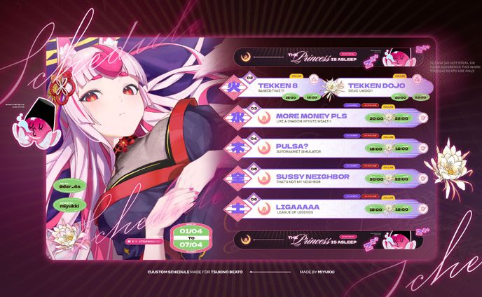 Tsukino Beato 3.0 Schedule