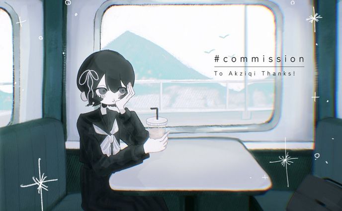 ご依頼絵、電車