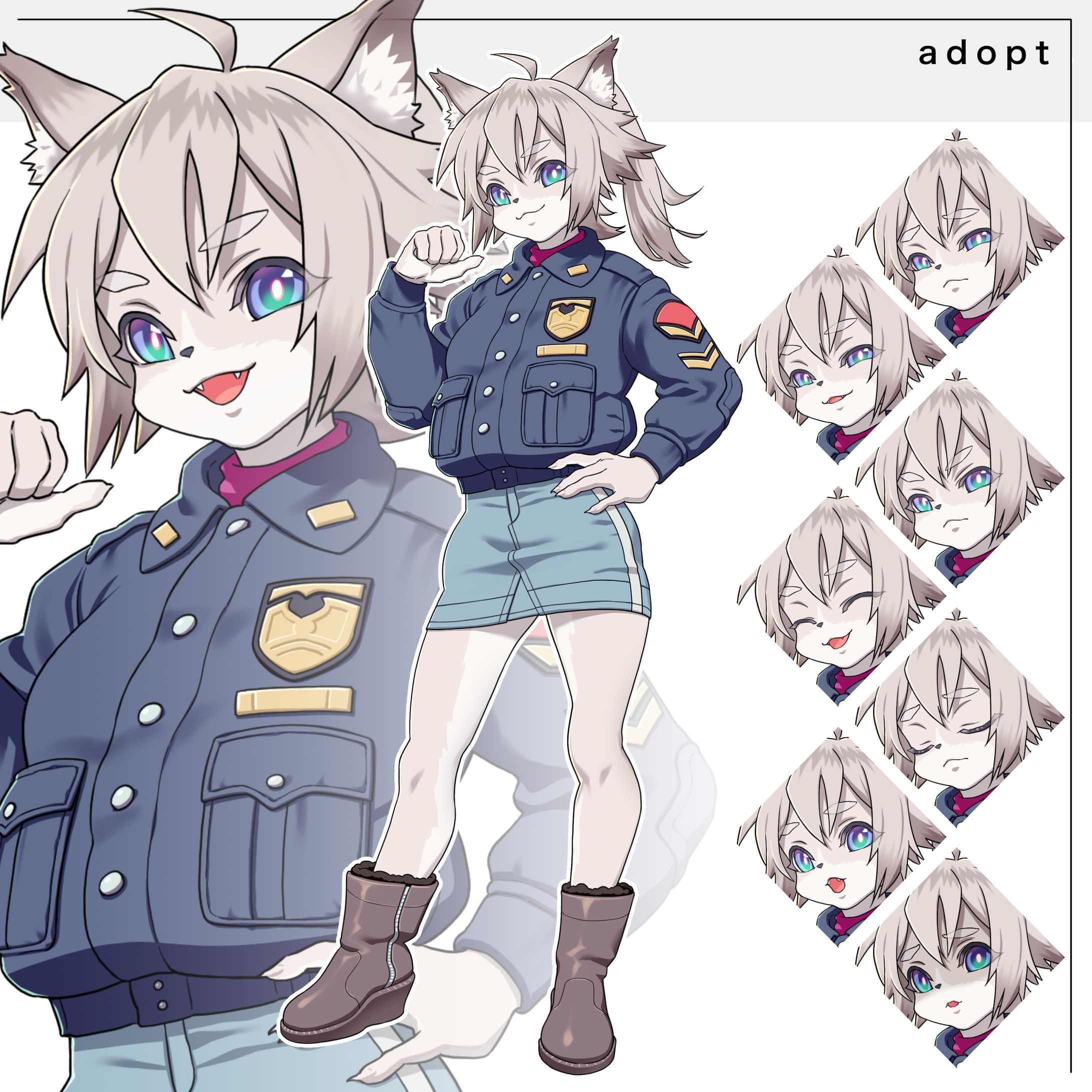 ポリスジャケットのケモ系女の子-1