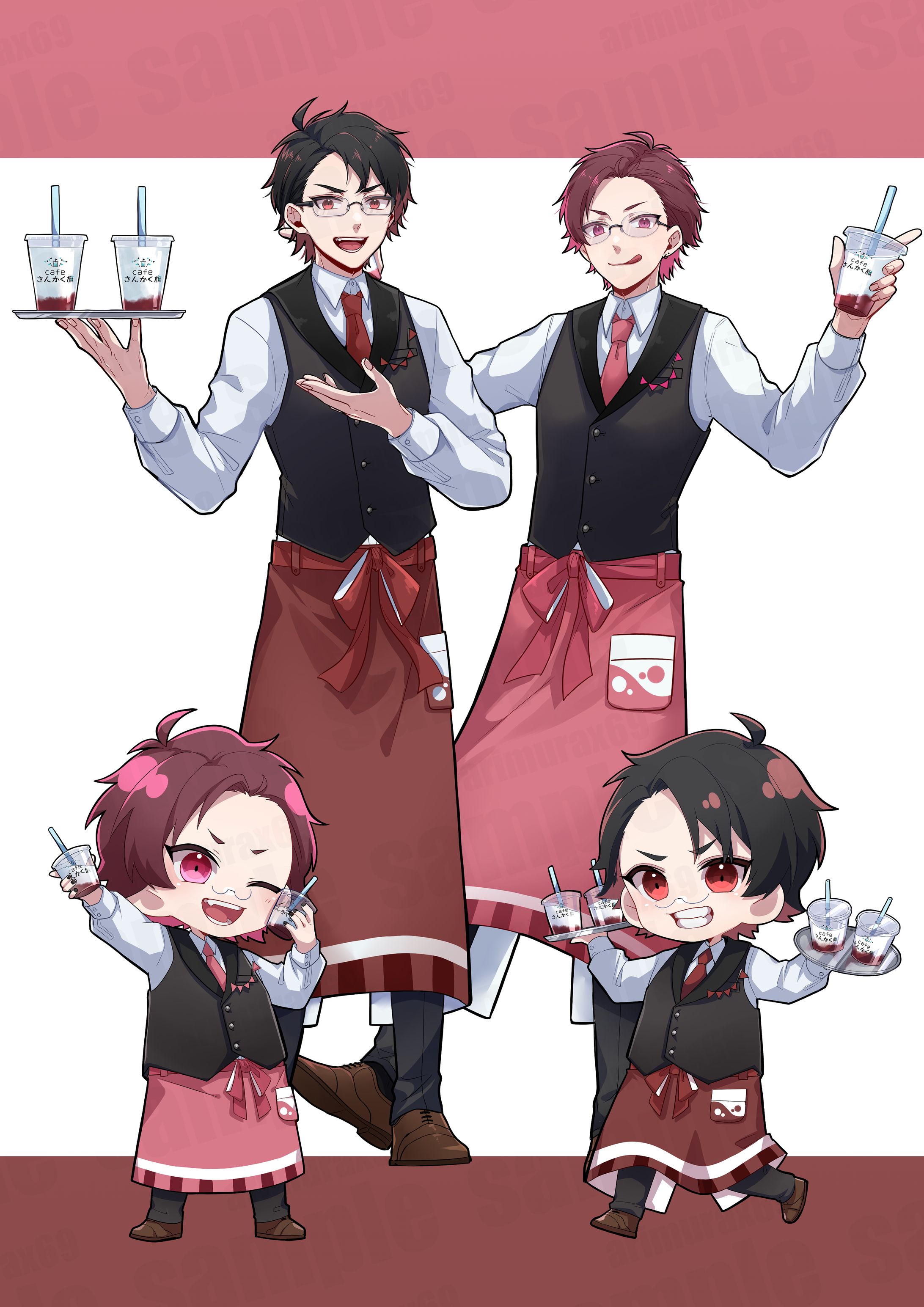 cafeさんかく旗　アクリルスタンドイラスト-1