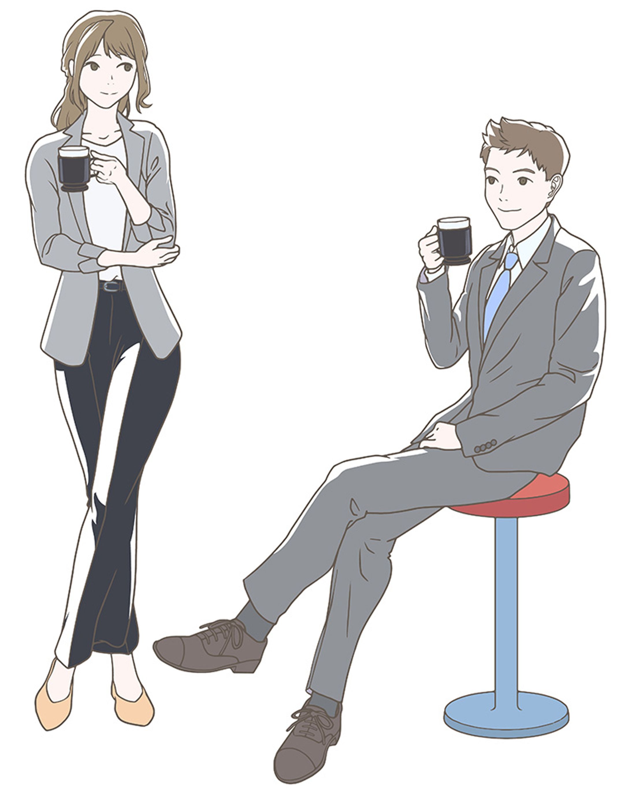ビジネスマン_オフィスでコーヒー休憩_男女_カラー-1