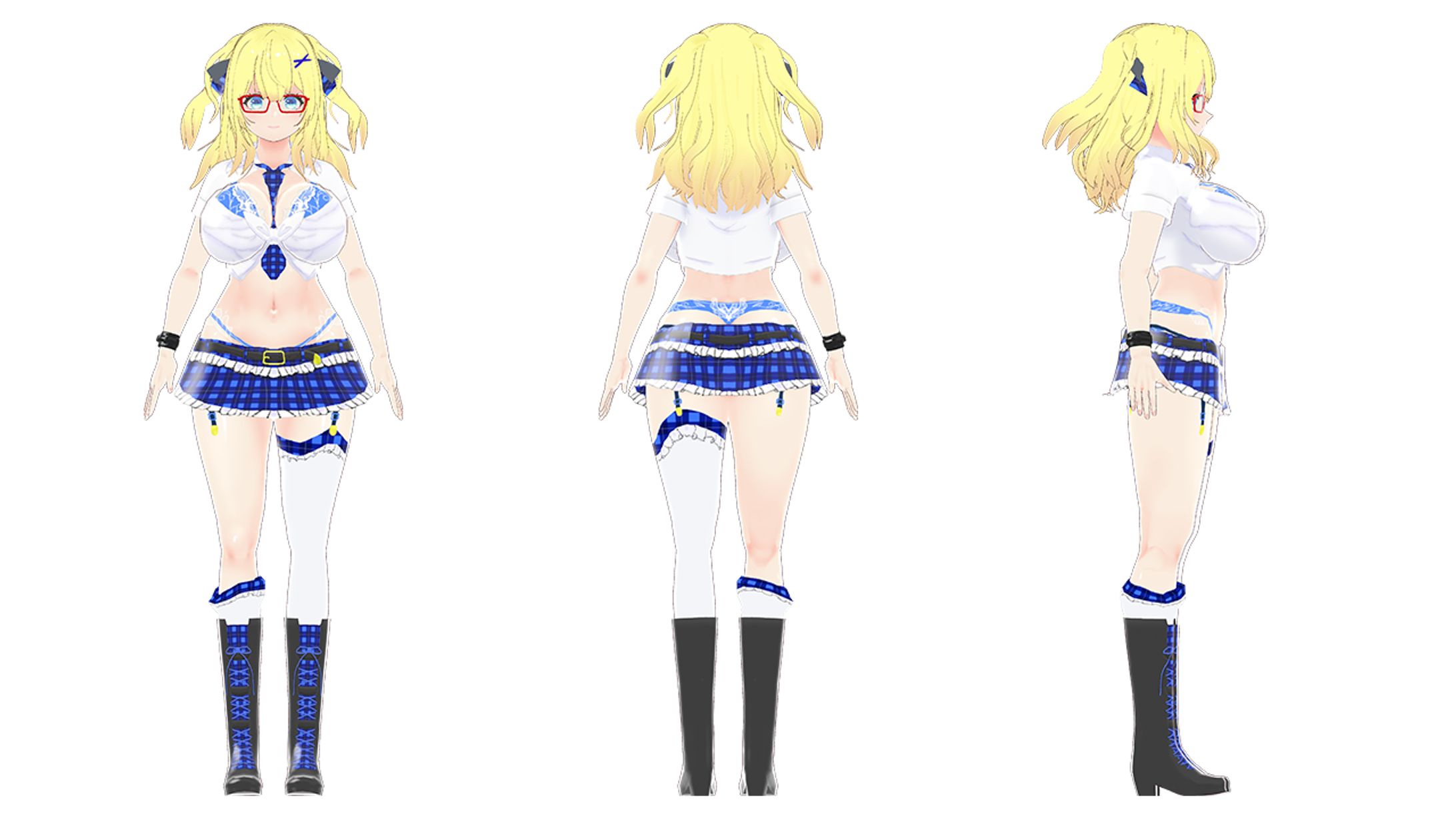 真帆・ココアショット様 3Dモデルの衣装・髪-1