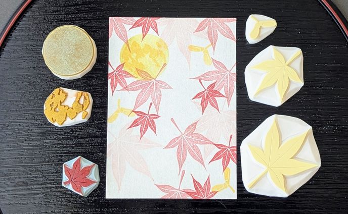 【御朱印】長松寺様　満月と紅葉　秋の御朱印