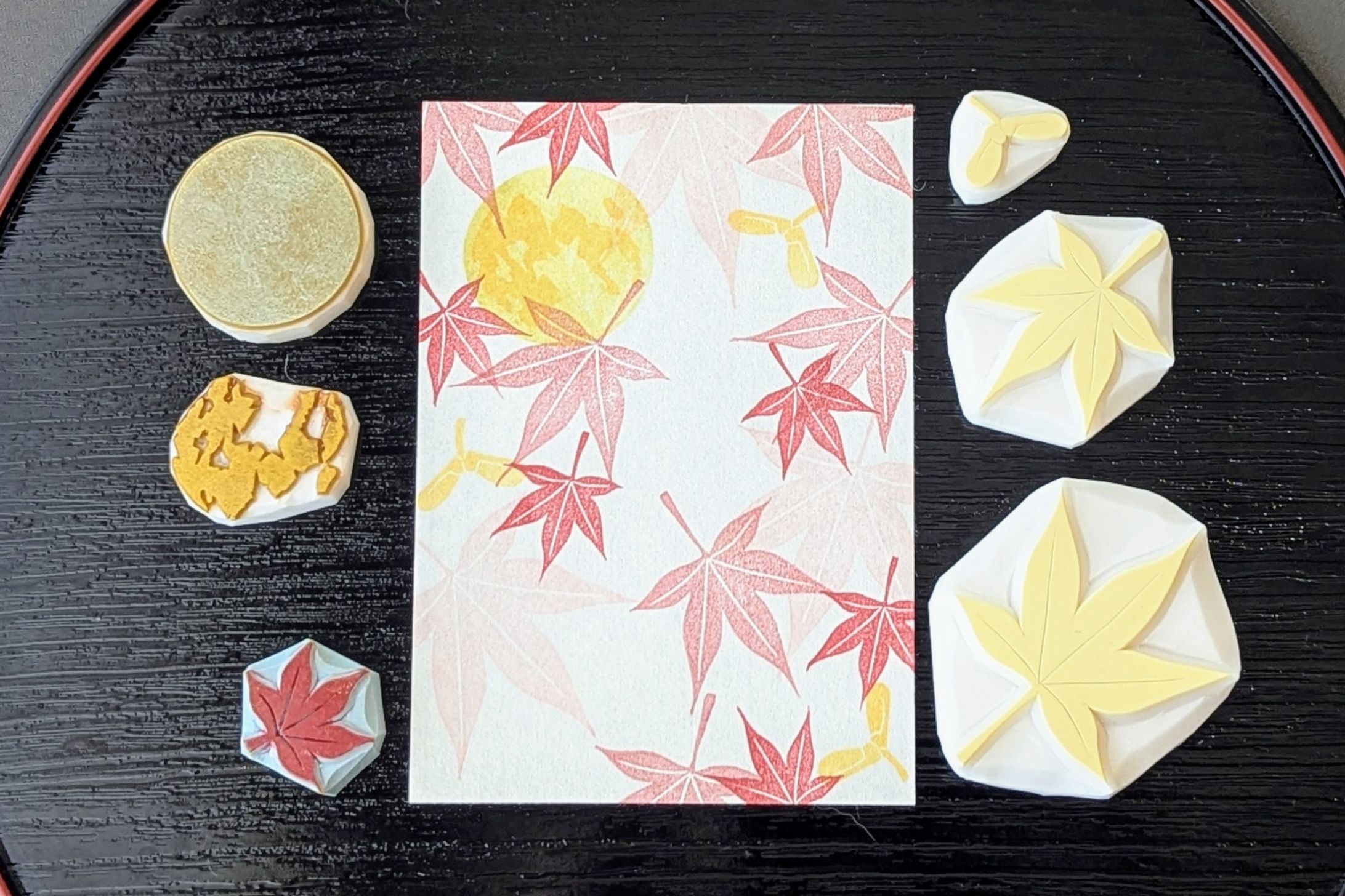 【御朱印】長松寺様　満月と紅葉　秋の御朱印-1