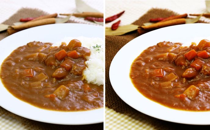 料理写真の色合い調整