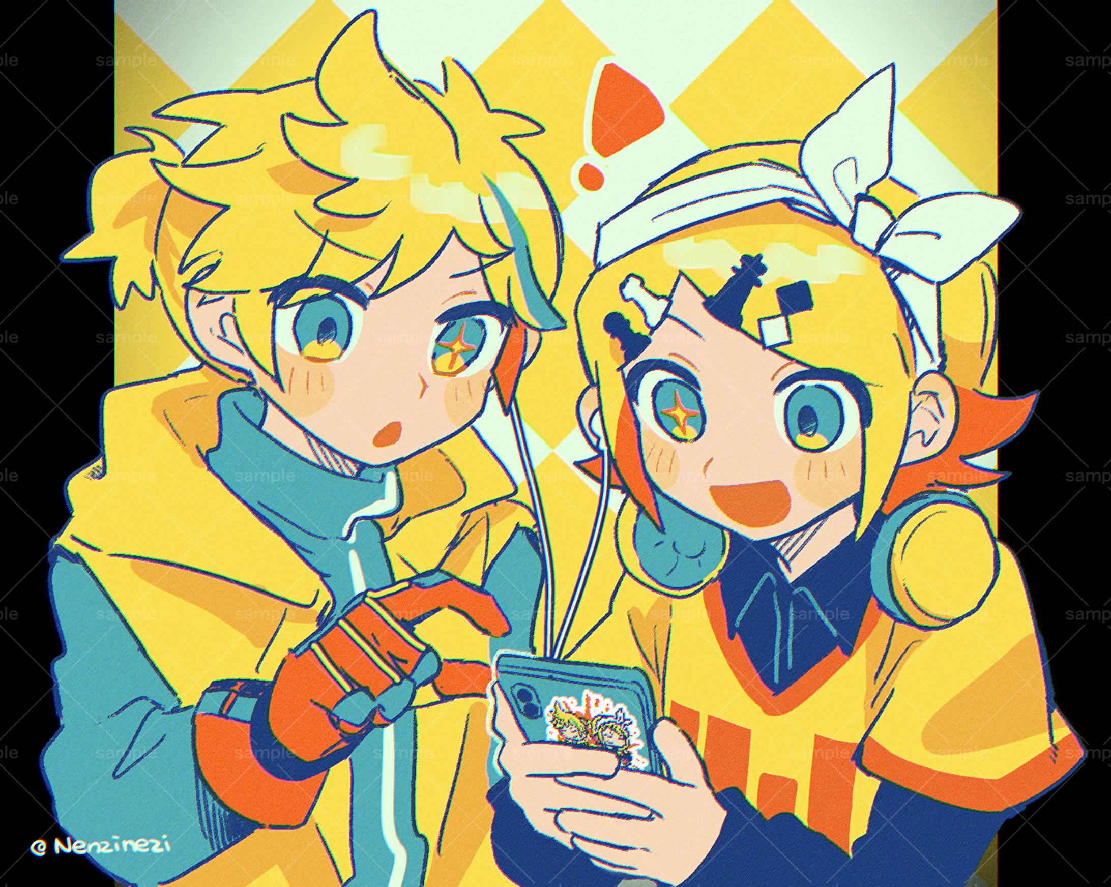 鏡音リン&レン パリィ1周年記念絵(公式様に掲載していただきました)【FA】-1