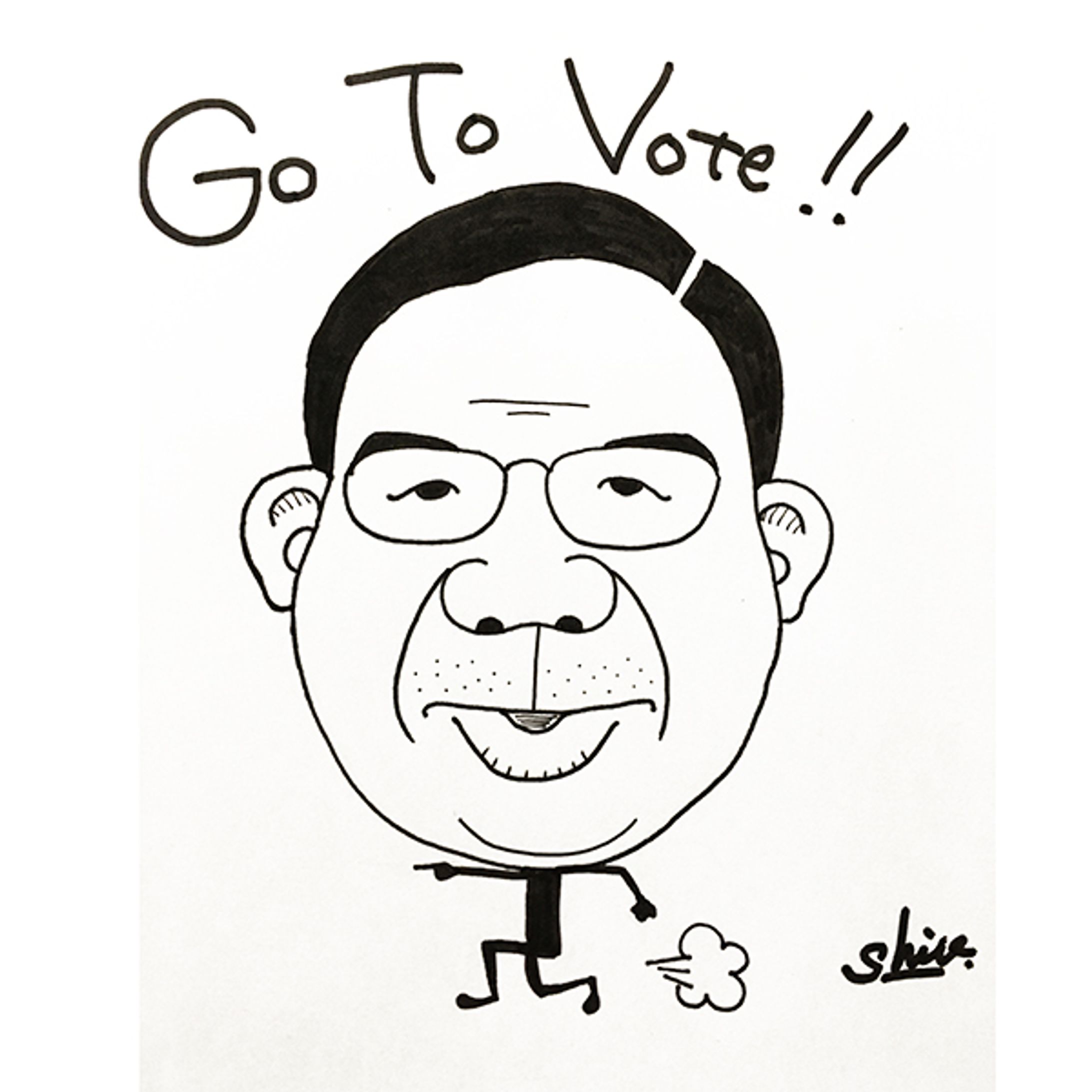 志位和夫 似顔絵イラスト-1