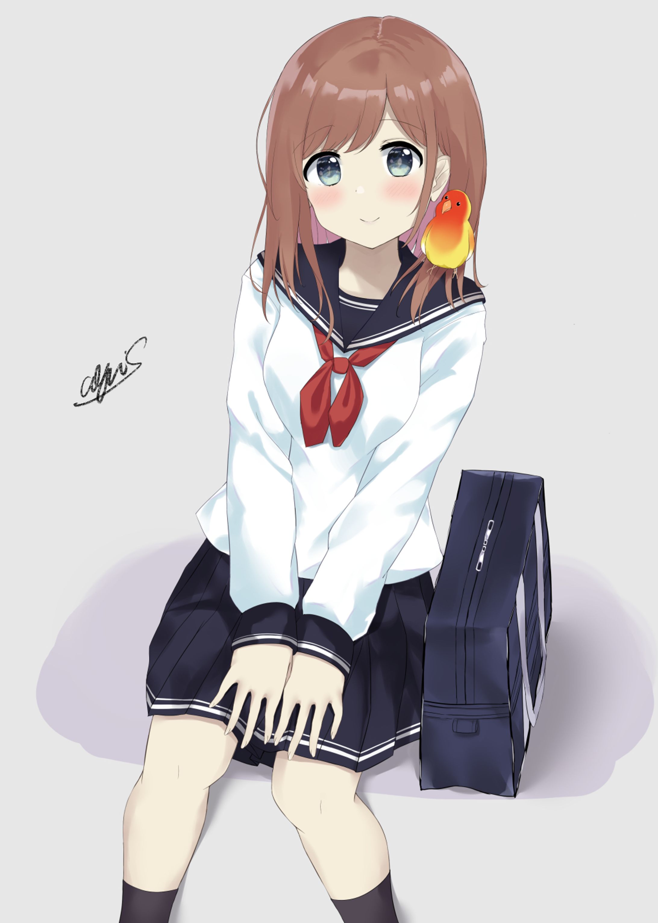 女子高生とインコ-1