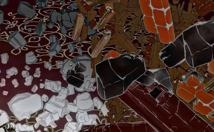 20220526. 
Nariz（創作なりちん）の産まれたところ。猫のおかあさんが命からがらもぐりこんだ元大きくて裕福な人の邸。倒壊したおうちなのでTwitterはセンシティブ設定しました。小石・がれき・正倉院風、各種ブラシ製作者に感謝申し上げます。
#ごりごりごりっと芯減らし訓練 #originalcharacter　#ARTISULd16pro #clipstudiopaintpro #一次創作  #digitalillustration