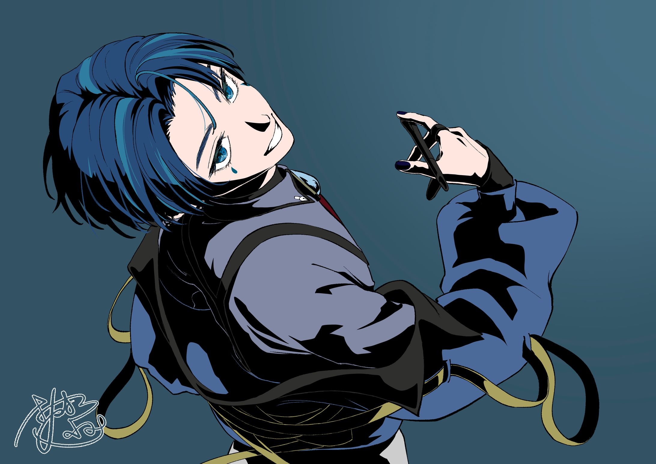 自分のアバターイラスト(黒ベタ着色)-1
