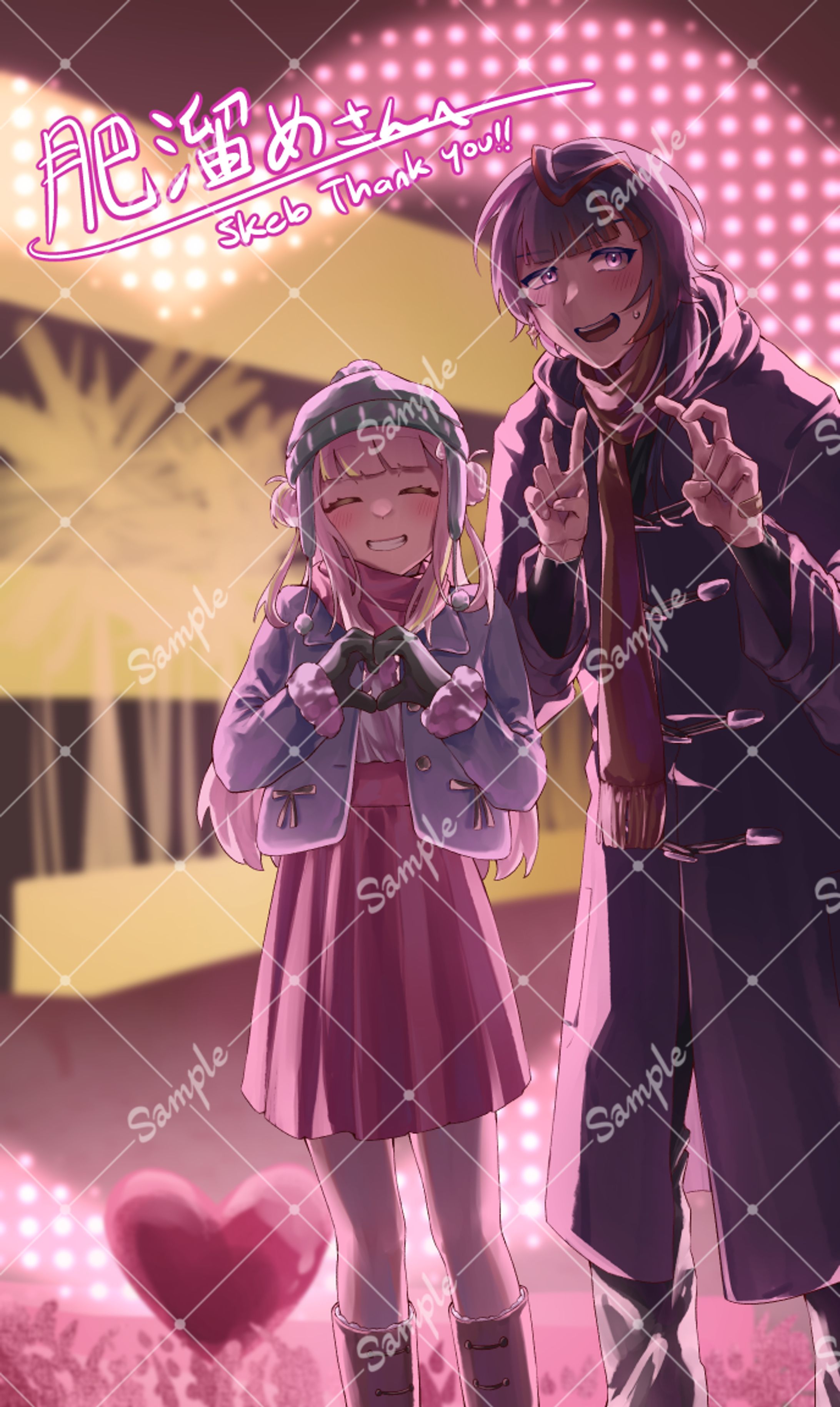 【一枚絵】skeb　人物2人＋背景-1