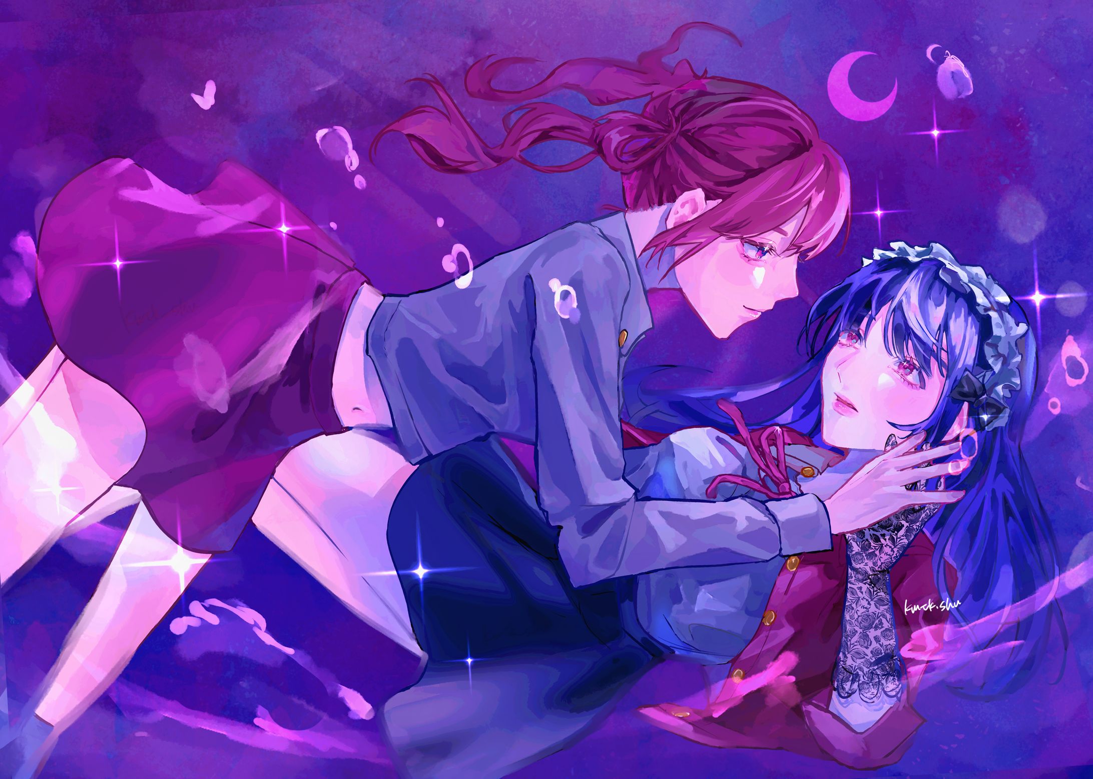 【オリジナル】2人の女の子のイラスト-1