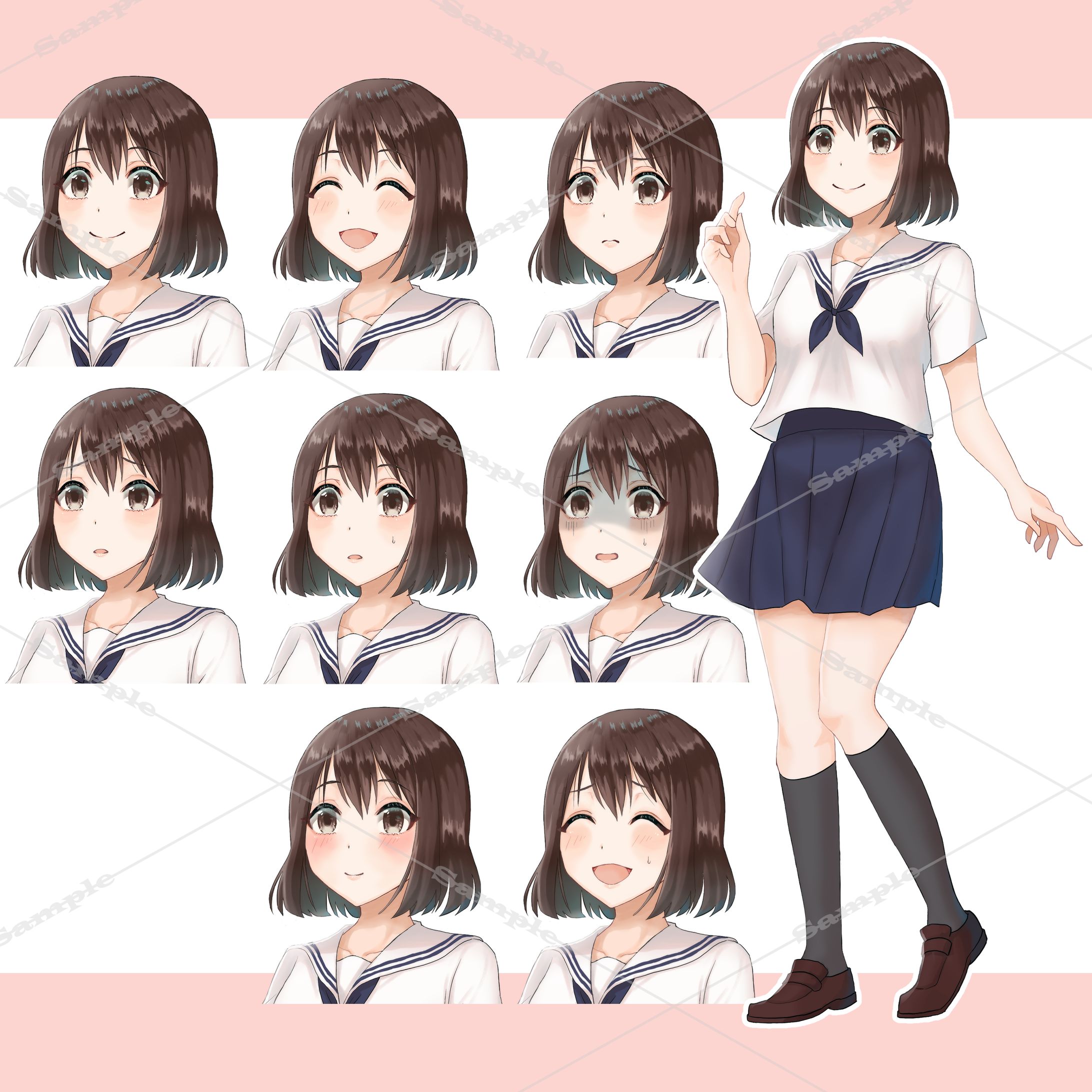 立ち絵＋セーラー服女子-1