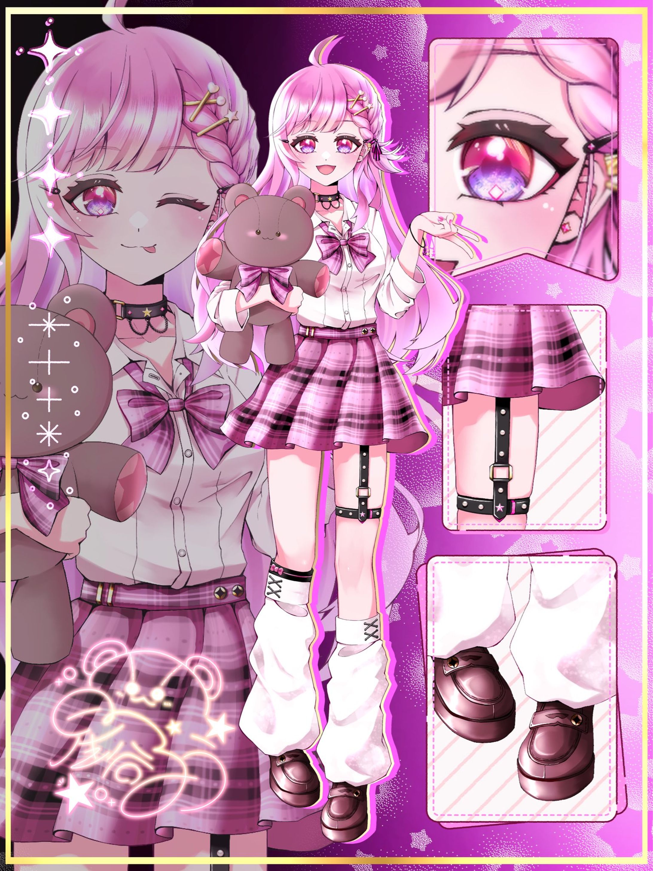 ピンク髪Vライバー様のギャル立ち絵-1