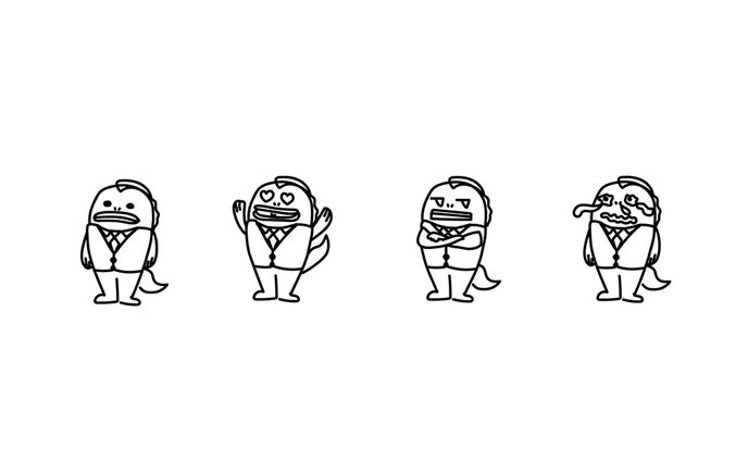 7種類キャラ 4表情のイラスト