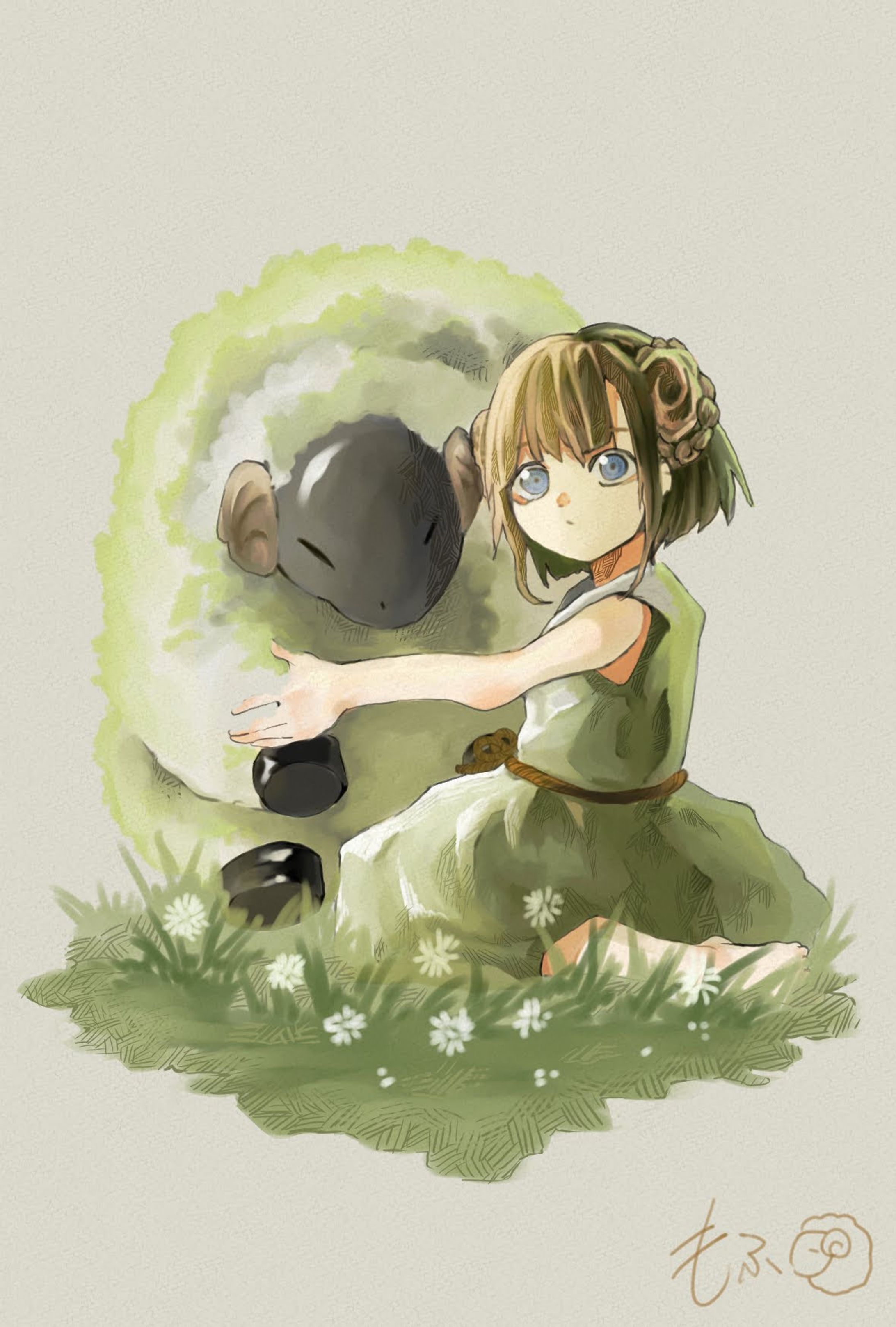 女の子と羊　2021年6月7日-1