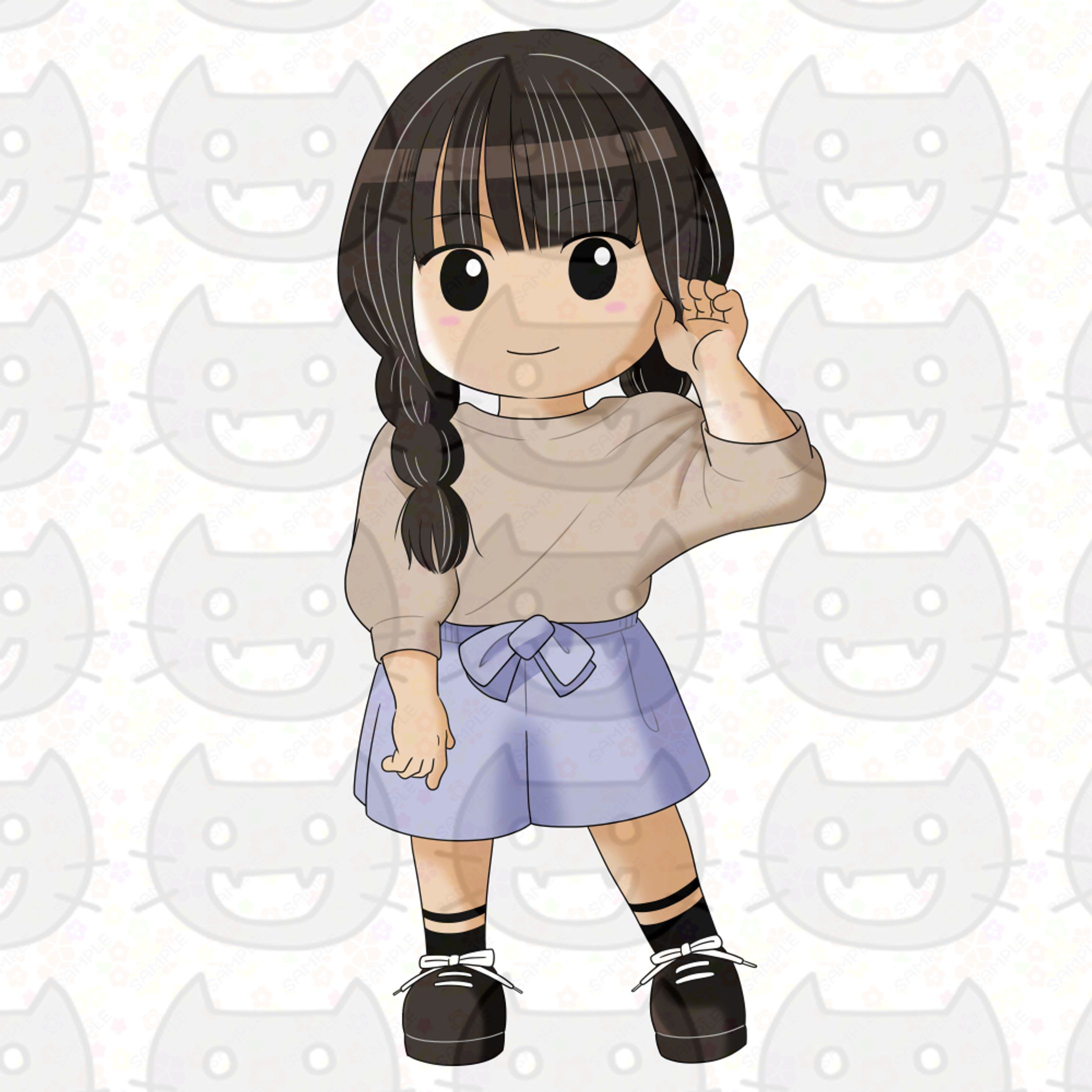 キュロットパンツをはいた女の子-1