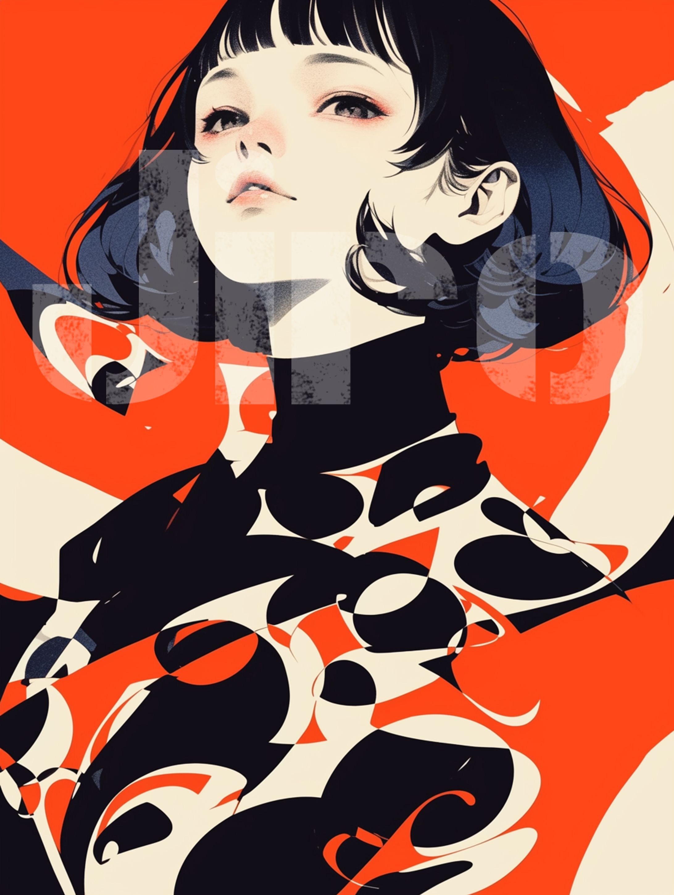 Mode girl with padded bangs-1