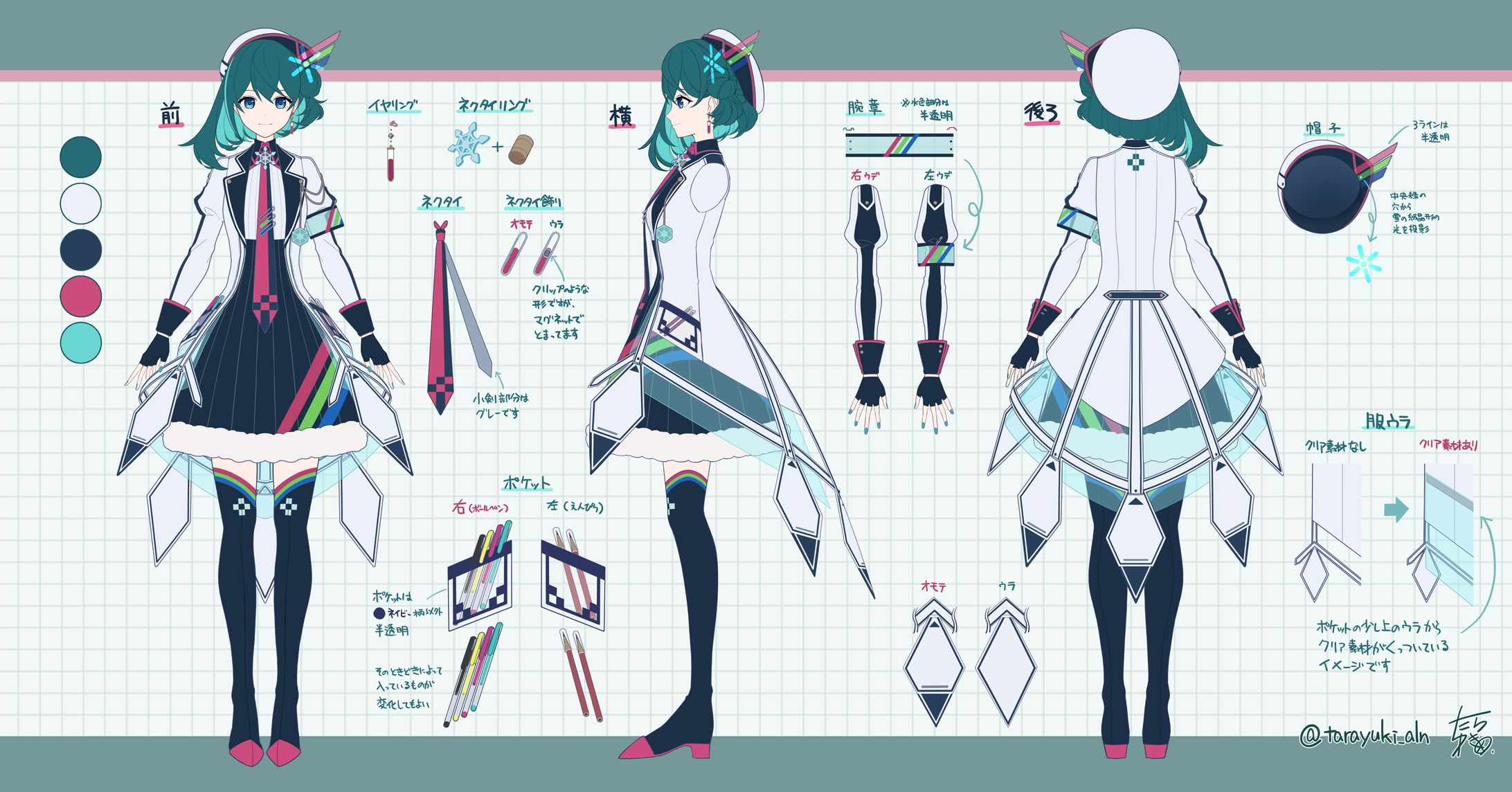 たらゆき代理キャラクター 設定画 三面図-1