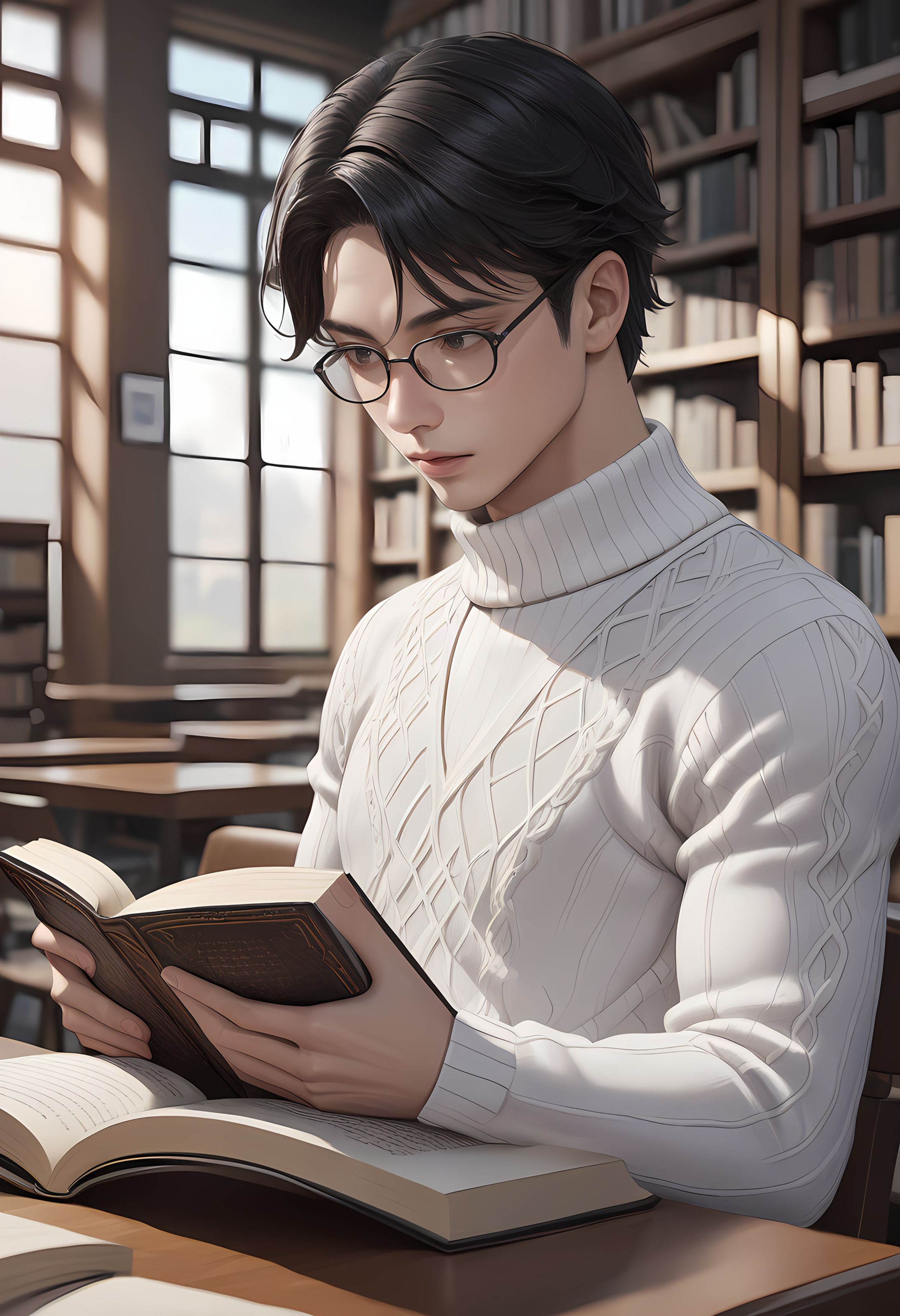64 「勉強中の男子大学生」-1