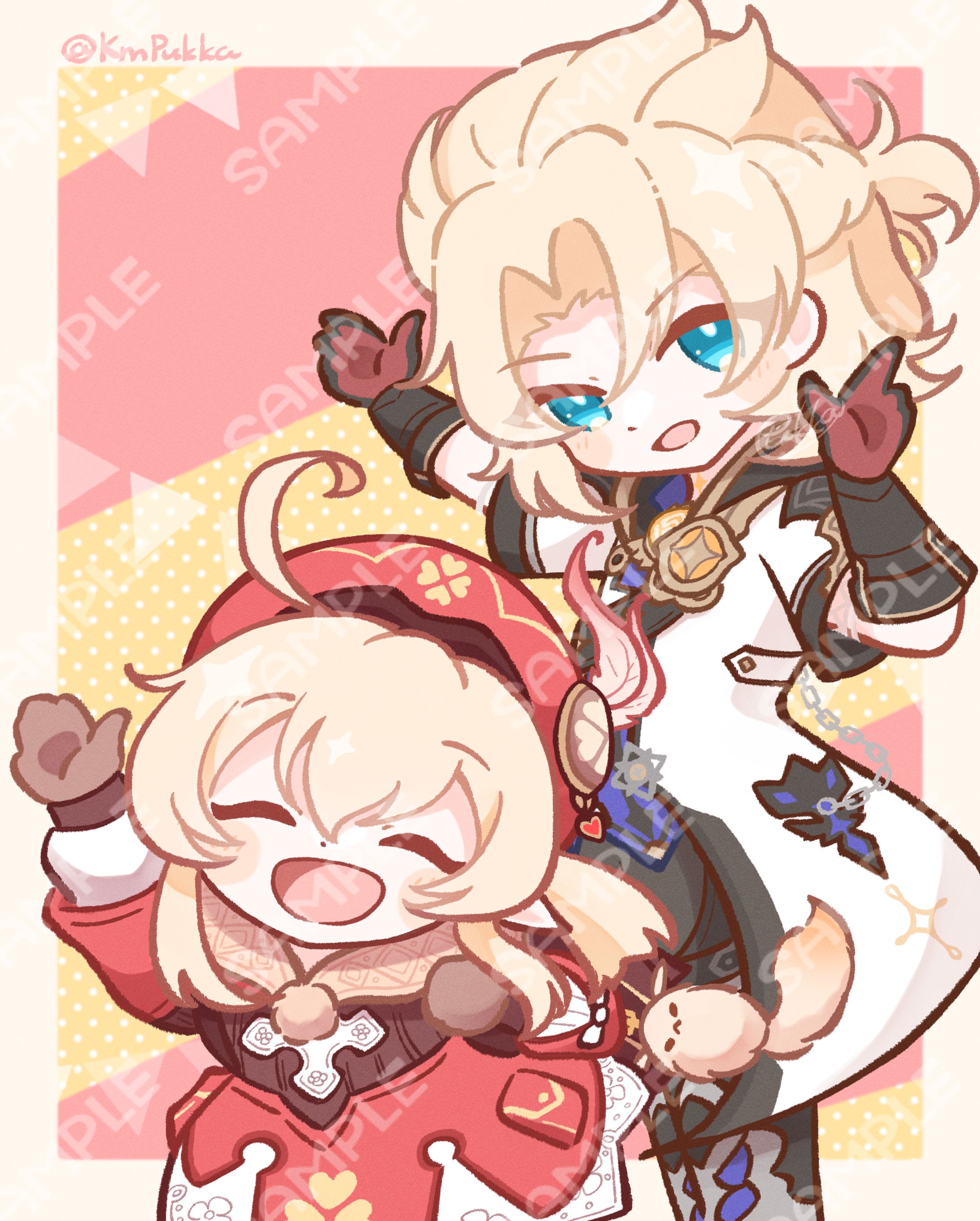 【二次創作イラスト】原神：アルベド＆クレー-1