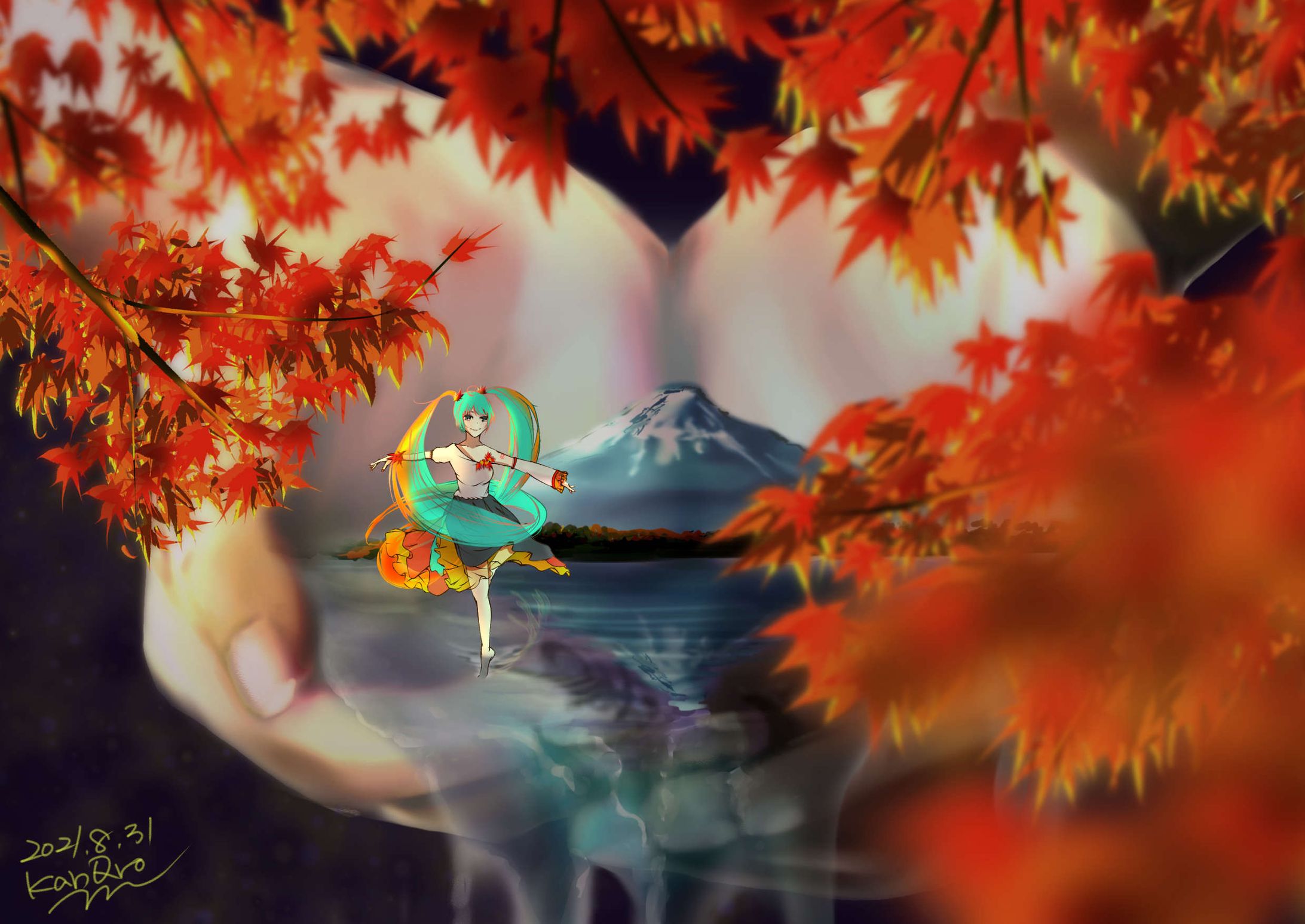 『少女観察/秋【初音ミク/紅葉ミク】』-1