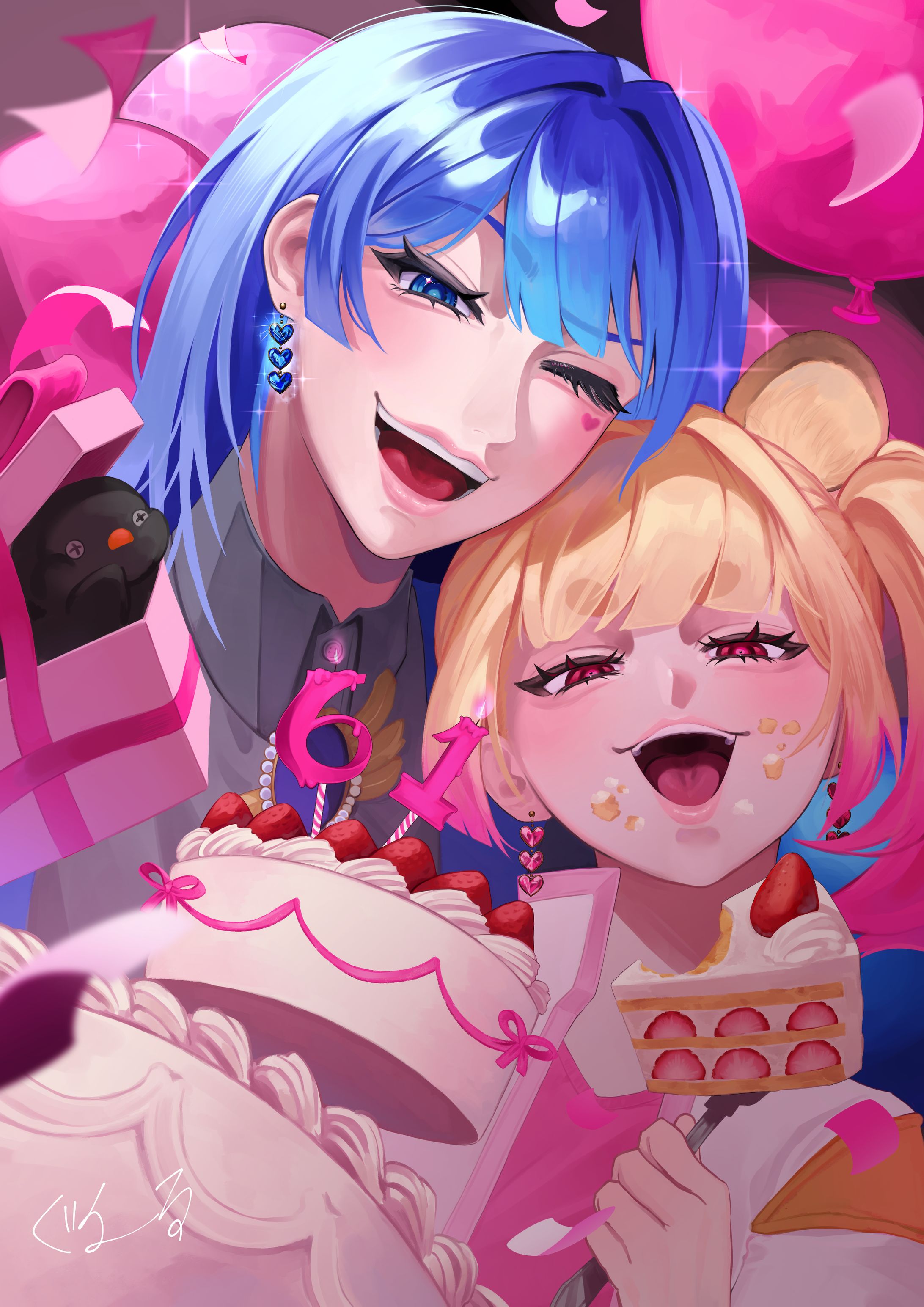 お友達のお誕生イラスト💗🎂💙2026-1