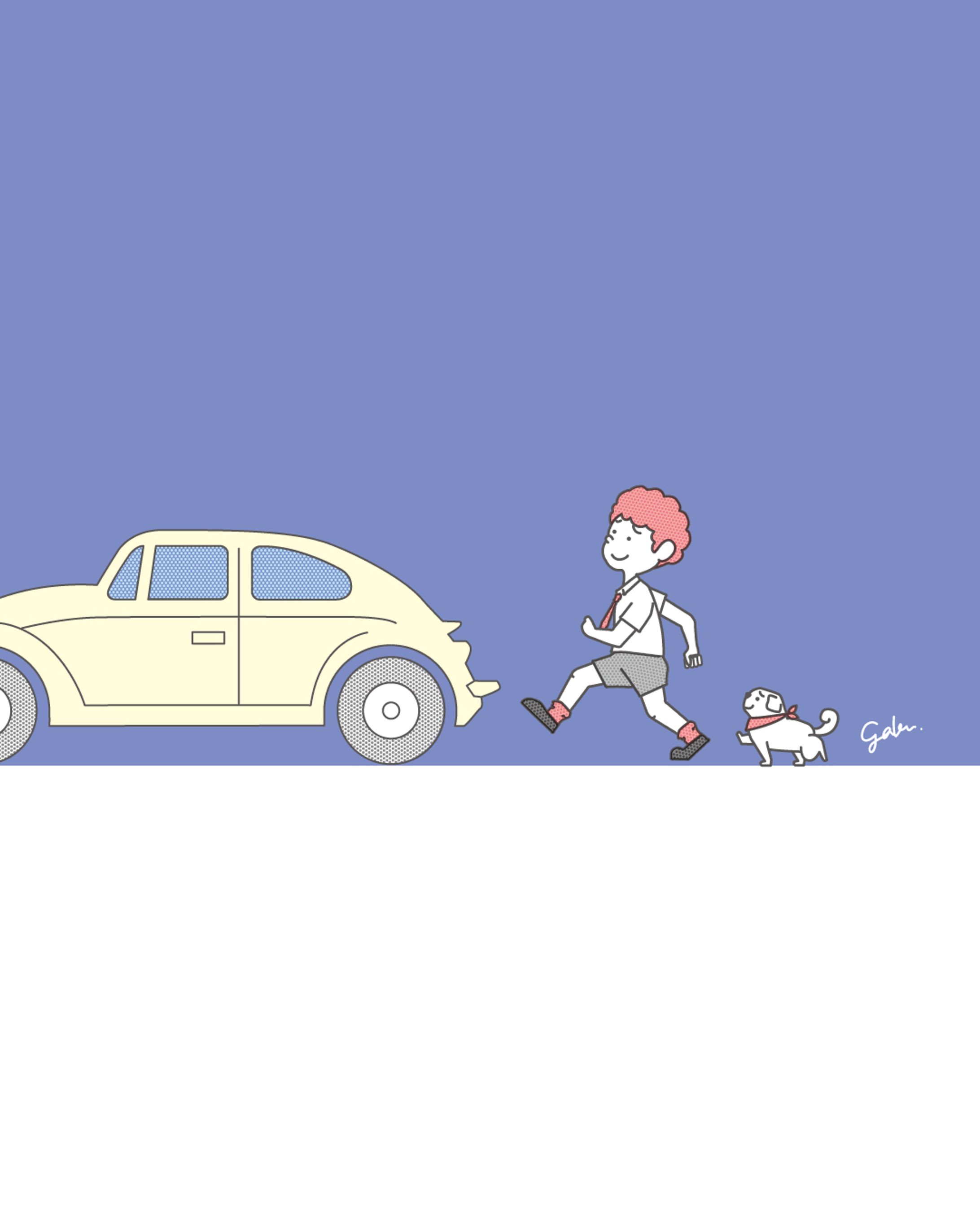 車・人物・犬イラスト-1