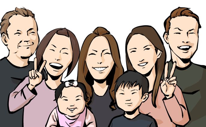 似顔絵 名刺用 家族