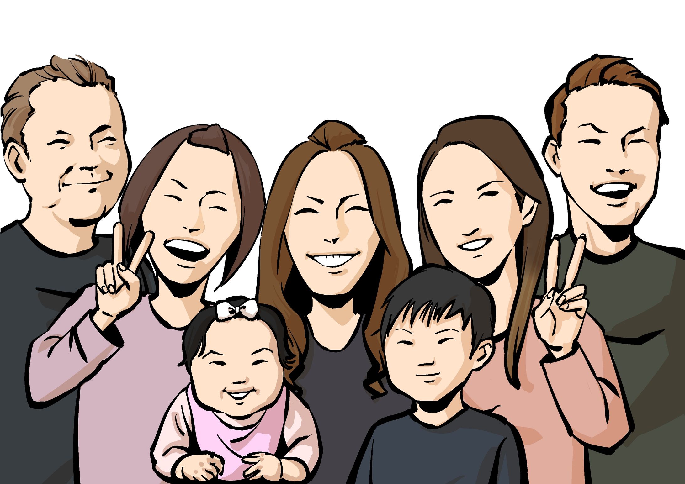 似顔絵 名刺用 家族-1