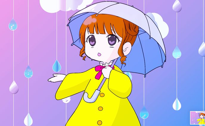 雨の中の女の子