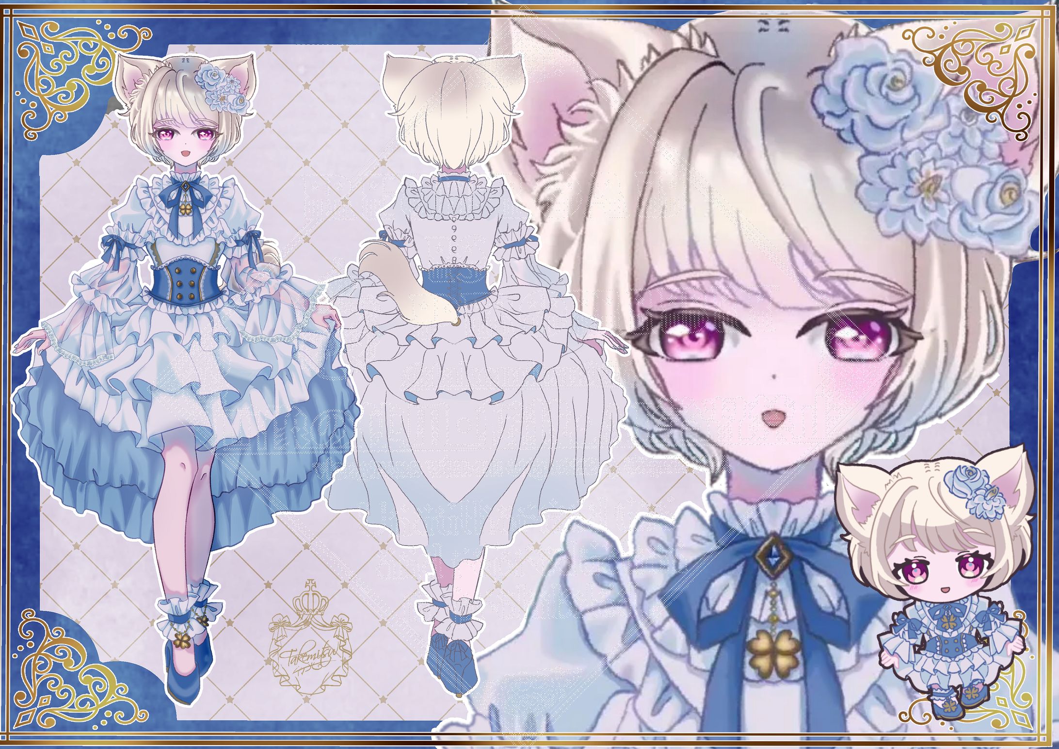 【お仕事】Vライバー・じゅんりん様の活動5周年記念ドレス衣装立ち絵制作-1