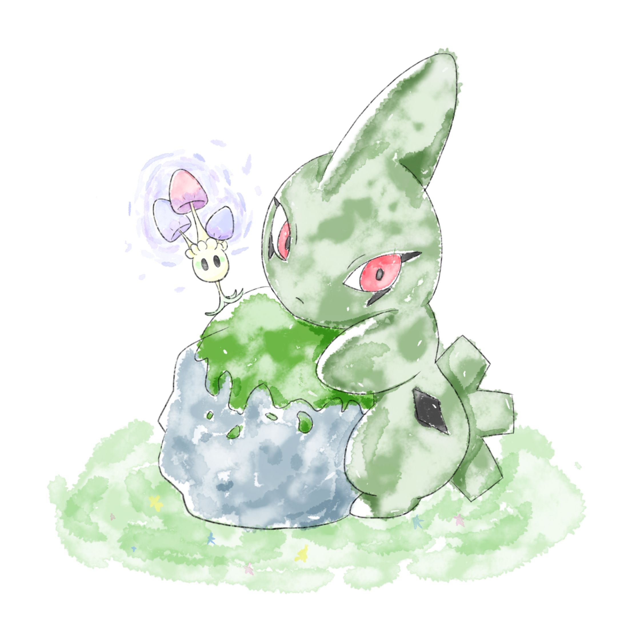 デジタル水彩風ポケモン　ファンアート-1