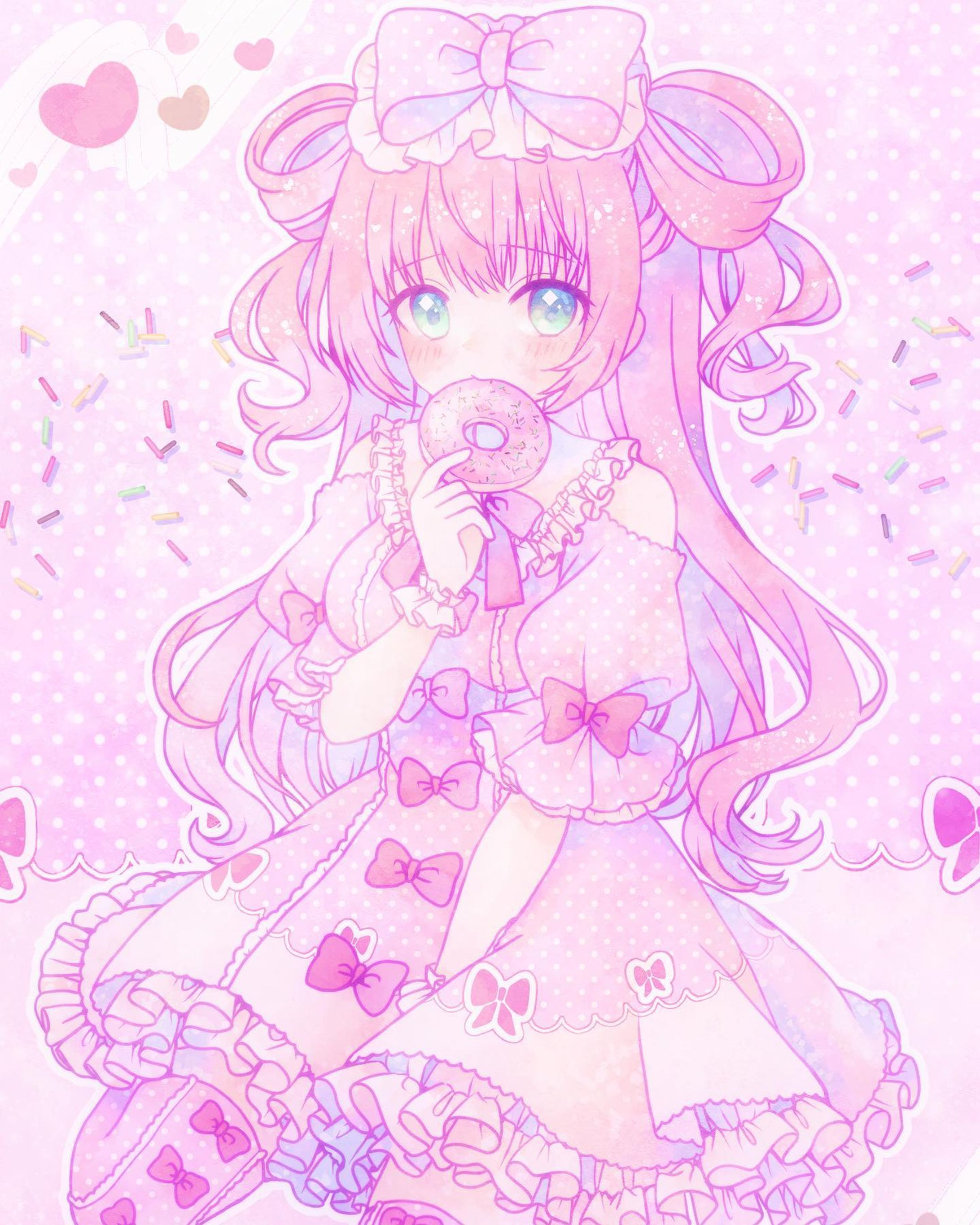 🍩🎀　#イラスト　#お絵かき　#おえかき　#お絵描き　#illustration #illust #女の子　#女の子イラスト　#デジタル　#デジタルイラスト　#デジタル絵　#オリジナル　#オリジナルイラスト　#オリジナル絵　#ロリィタ　#ロリィタファッション　#ロリータ　#ロリータファッション　#フリル　#リボン #ゆめかわいい #ゆめかわ　#ドーナツ　#ピンク-1