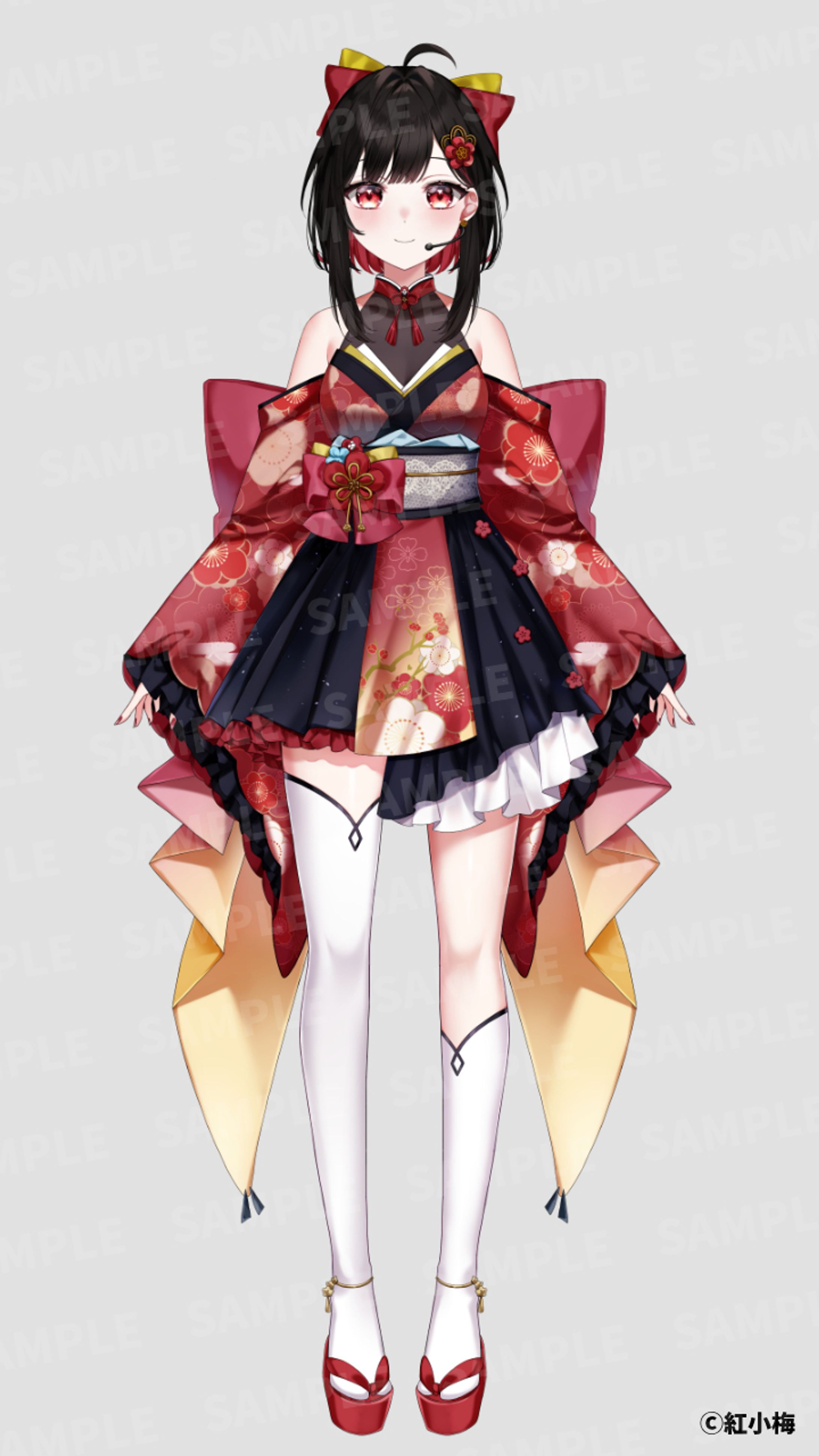 紅小梅様 Live2D用和服アイドル衣装　Vtuber立ち絵-1