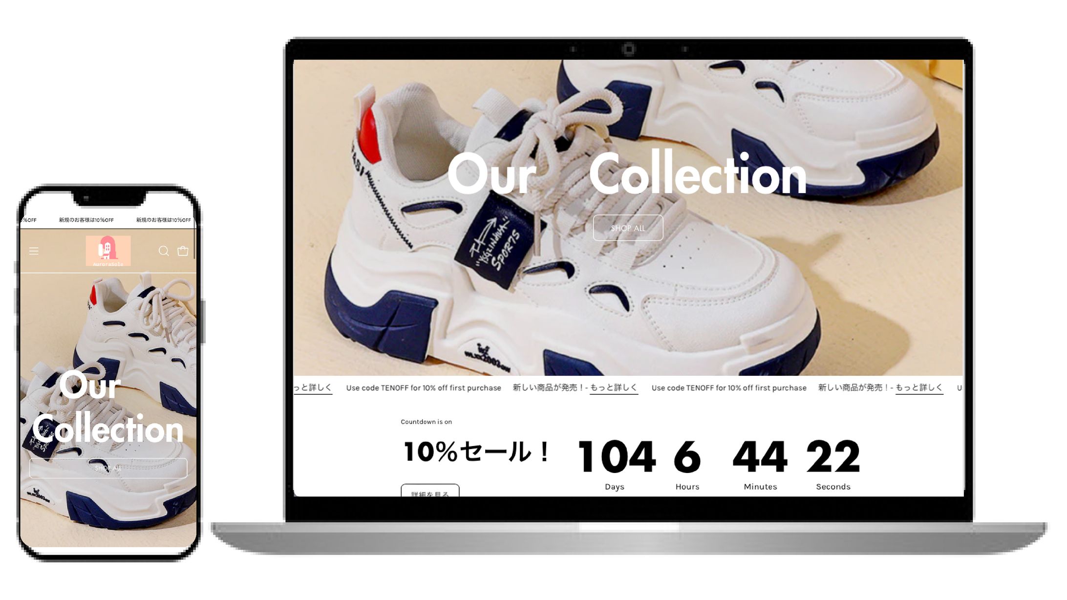 【Shopifyデモストア2】韓国系靴ブランドECサイト-1
