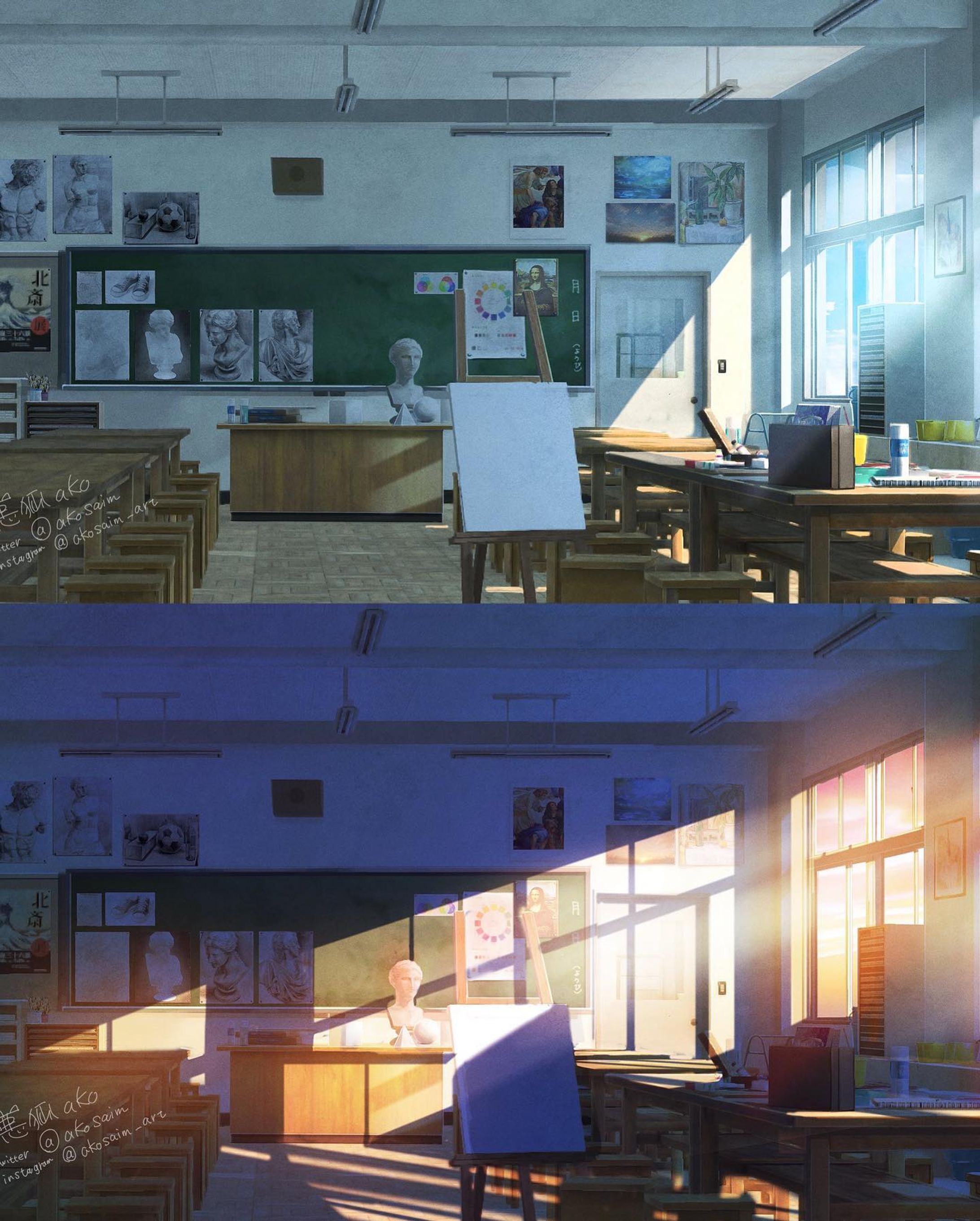 美術室　ARTROOM（夏霞み/エソラゴト）
.
.
.
.
.
.
.
.
.
.
.
.
.
#イラストレーターの輪を広げよう #背景圖 #背景ボード #風景画 #アニメ背景 #風景イラスト　#背景イラスト #背景イラストレーター #いらすとぐらむ #イラスト好きな人と繋がりたい #backgroundart #学校イラスト #美術室 #illustrationartists #illustrationartists #illustragram #artworkoftheday-1