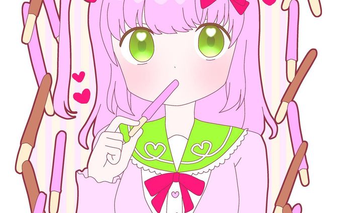 いちごポッキーちゃん🍓
#お絵描き　#イラスト　#illust #illustration #女の子　#女の子イラスト　#ポッキーの日　#ポッキープリッツの日　#ポッキーアンドプリッツの日　#ポッキー　#いちご　#お菓子
