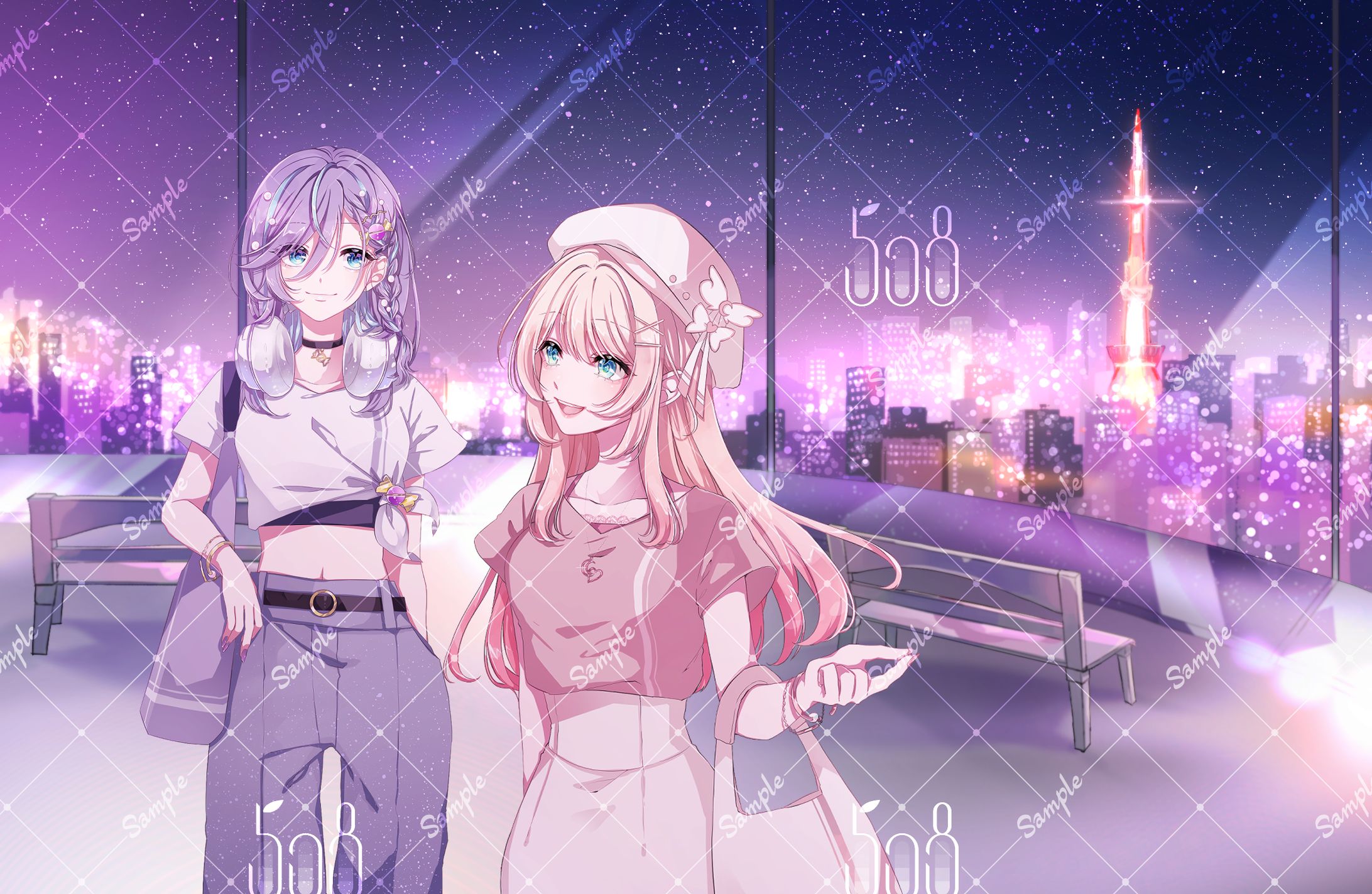 RaNa様／恋白るな様『CandyNight』コラボカバーMVイラスト-1