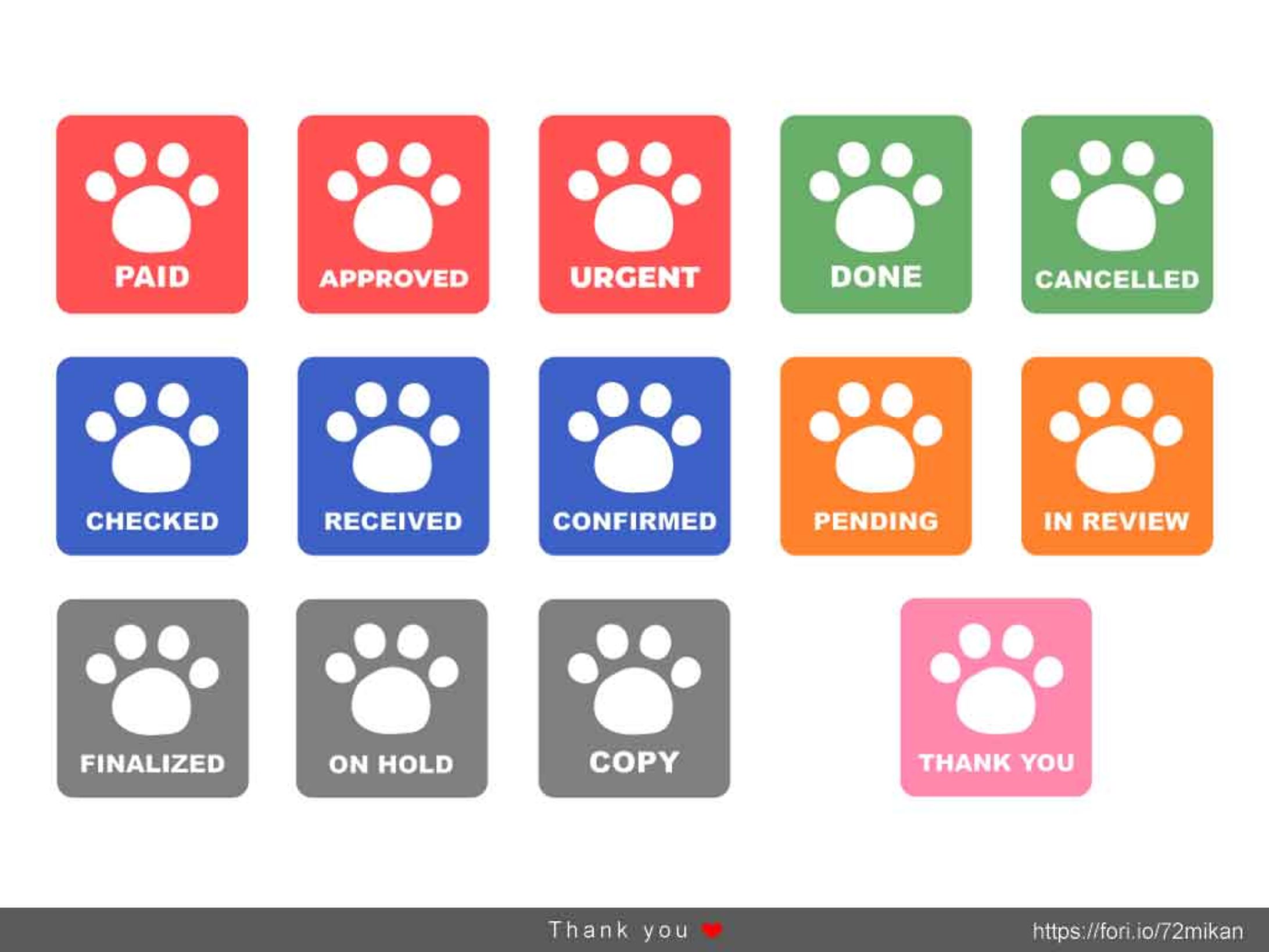 肉球スタンプ（枠あり）英語-1