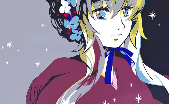 花の髪飾りの女の子