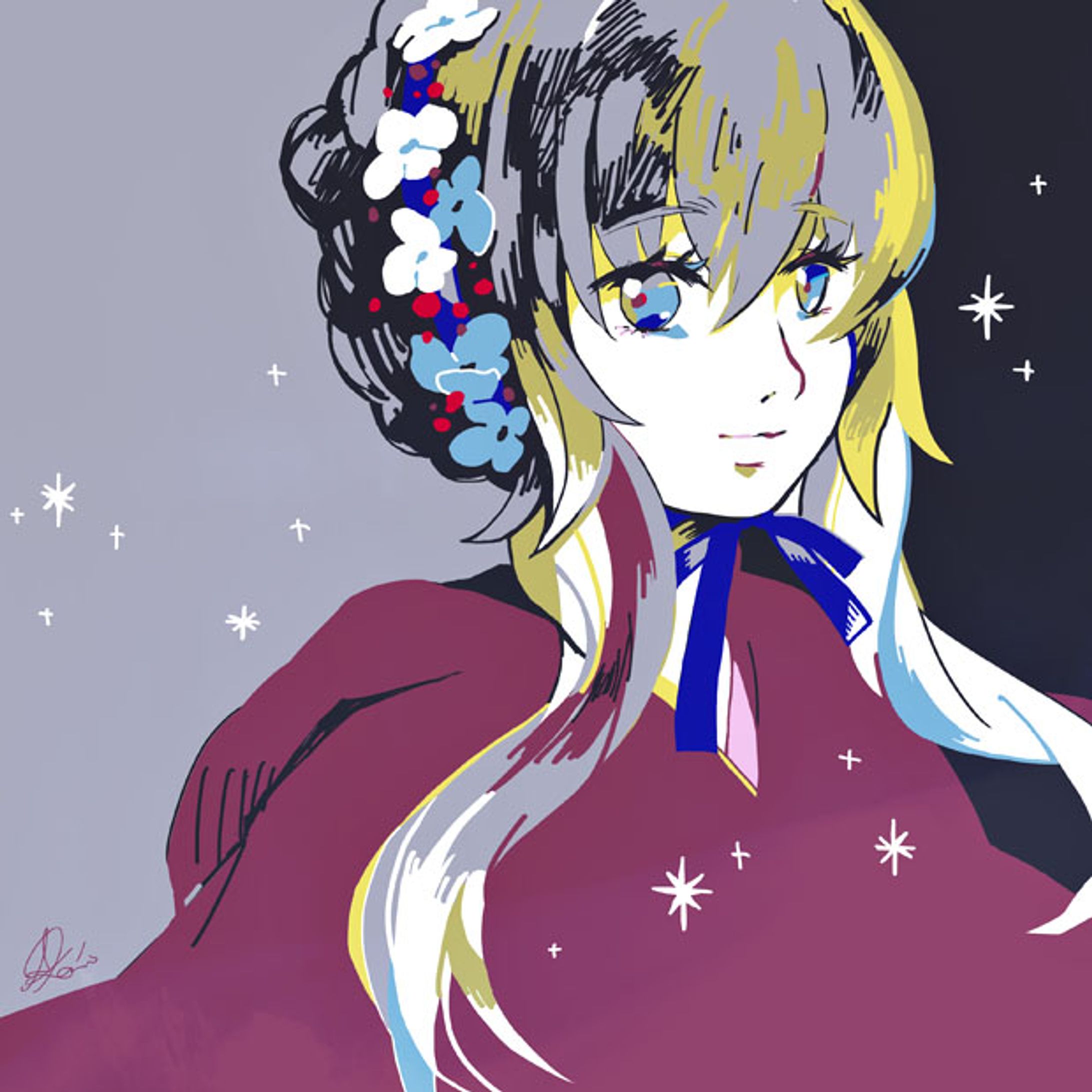 花の髪飾りの女の子-1