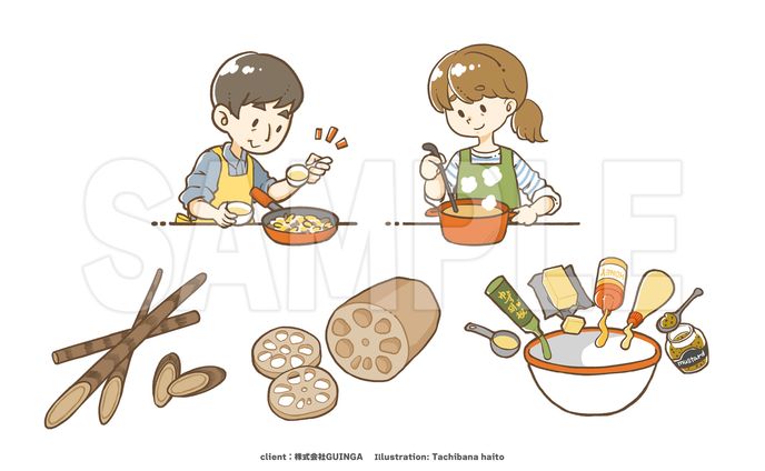 【イラスト制作】TABREVA　根菜料理特集ページイラスト