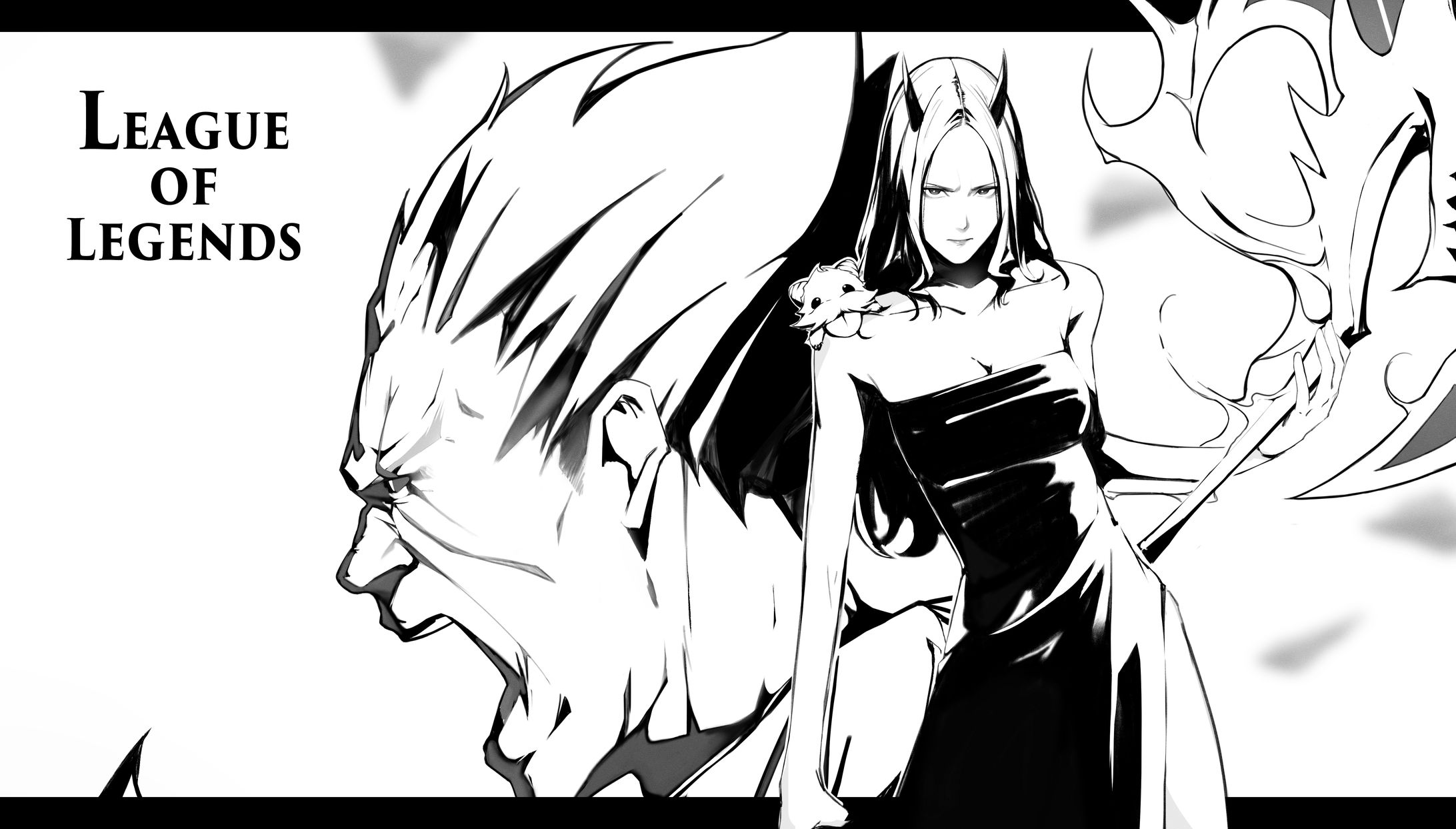 【お仕事】白黒サムネイルイラスト￤黒塚ママ-3点-1
