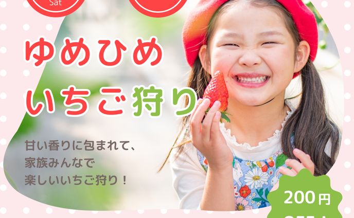 ゆめひめいちご狩り　インスタ広告バナー（架空デザイン）