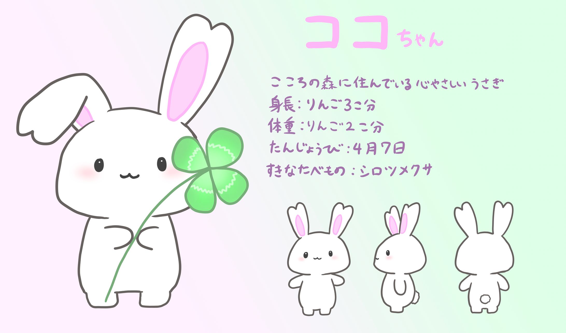 弘前大学医学部心理支援科学科イメージキャラクター「ココちゃん」とこころの森のなかまたち　キャラクターデザイン-1